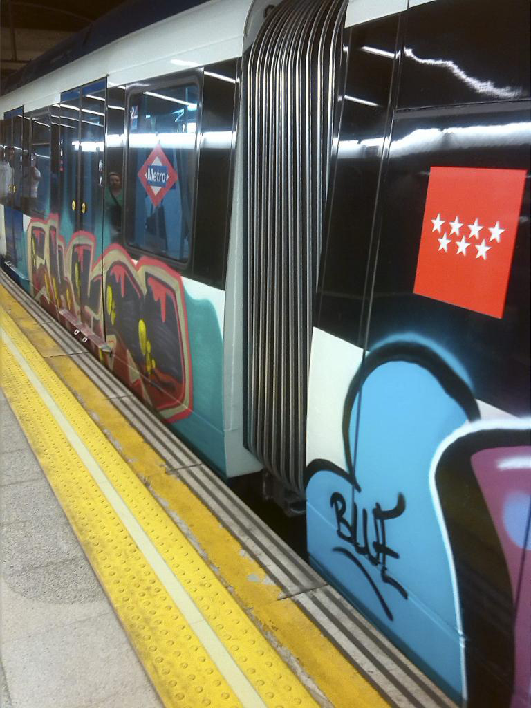 Painted graffiti in the subway.