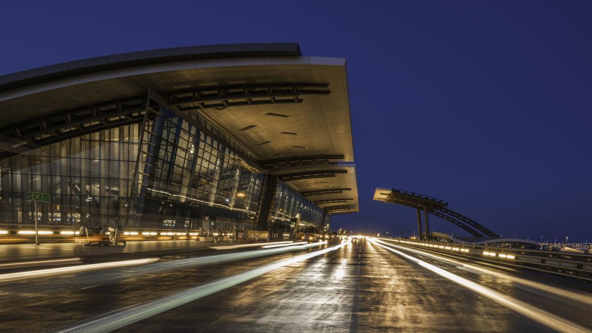 Exterior del Aeropuerto Internacional de Hamad, en Doha.