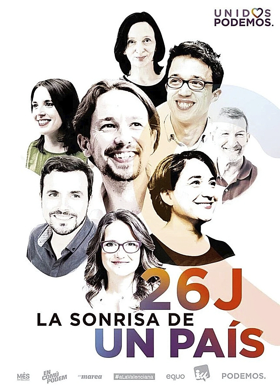 Cartel de Unidos Podemos en la primera y única cita de todas esas izquierdas convergiendo, el 26-J de 2016.