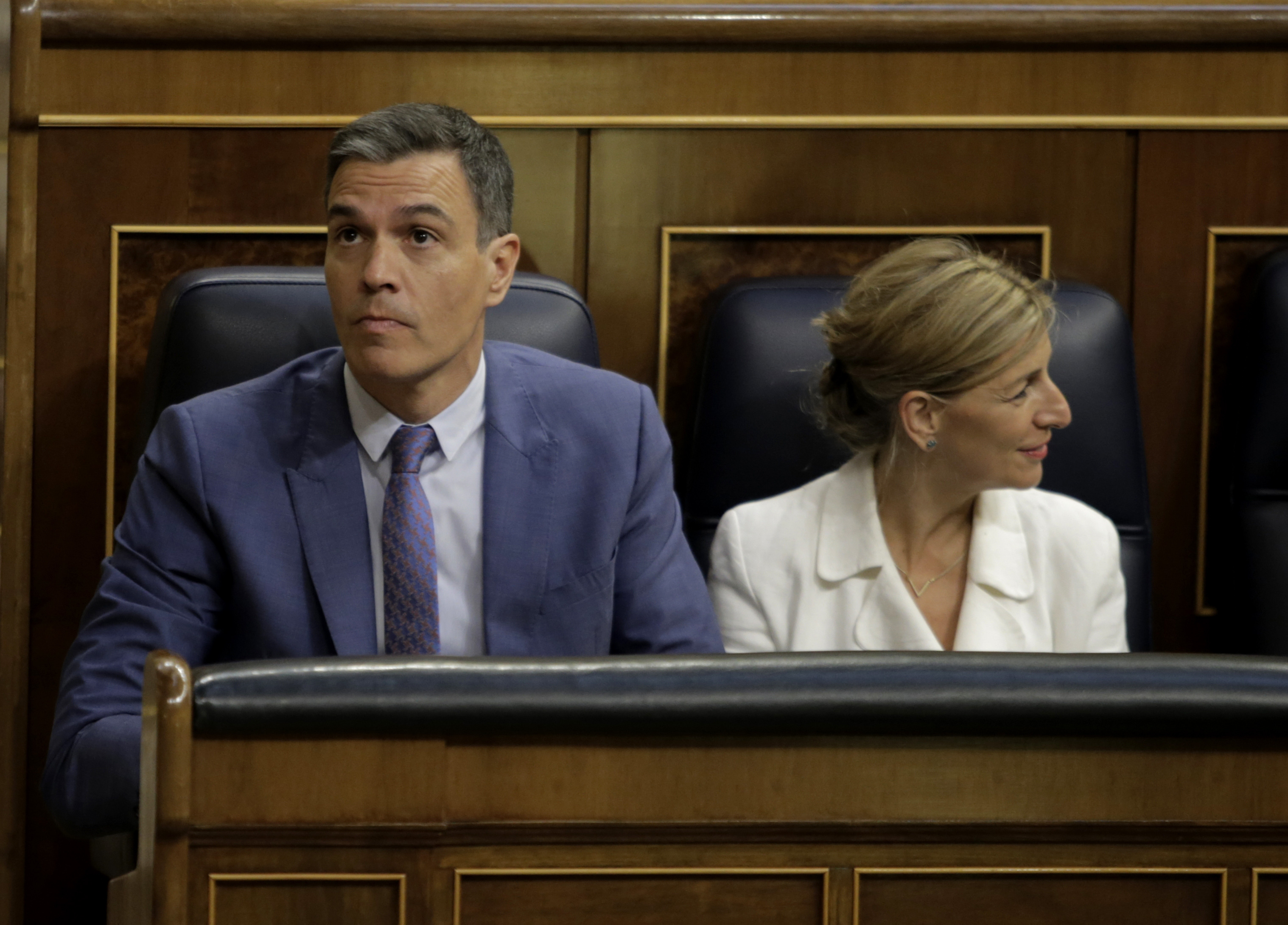 Pedro Sánchez y Yolanda Díaz, en junio, en un Pleno del Congreso.