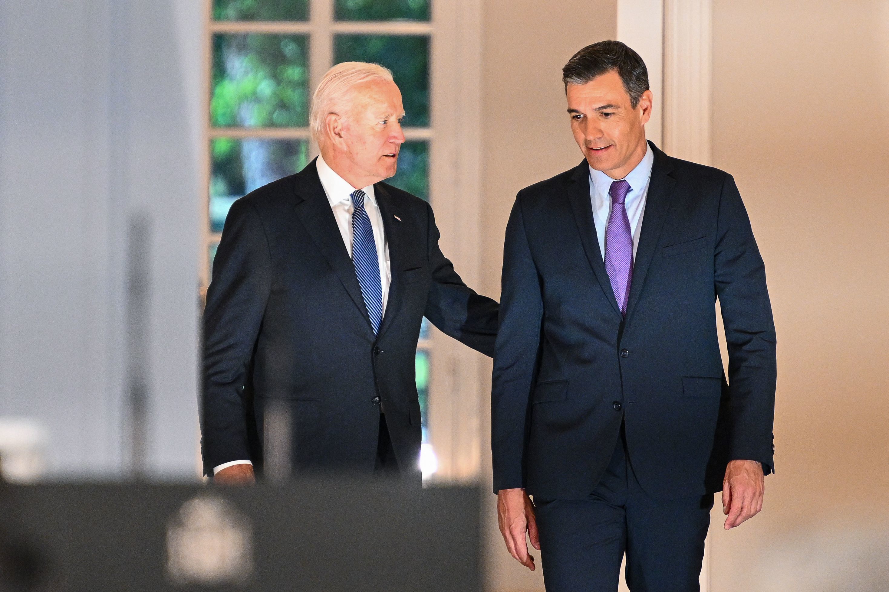 Biden y Sánchez, durante su reunión.