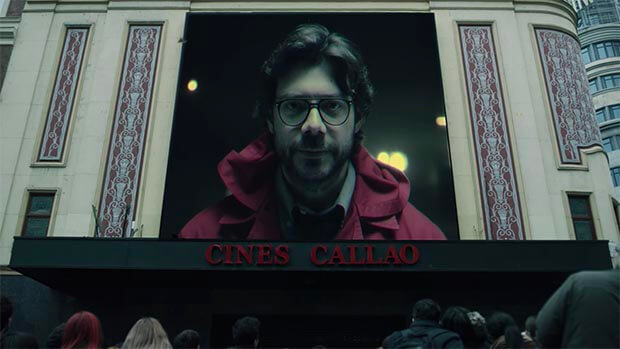 The Professor appears on the marquee of the Callao cinema.