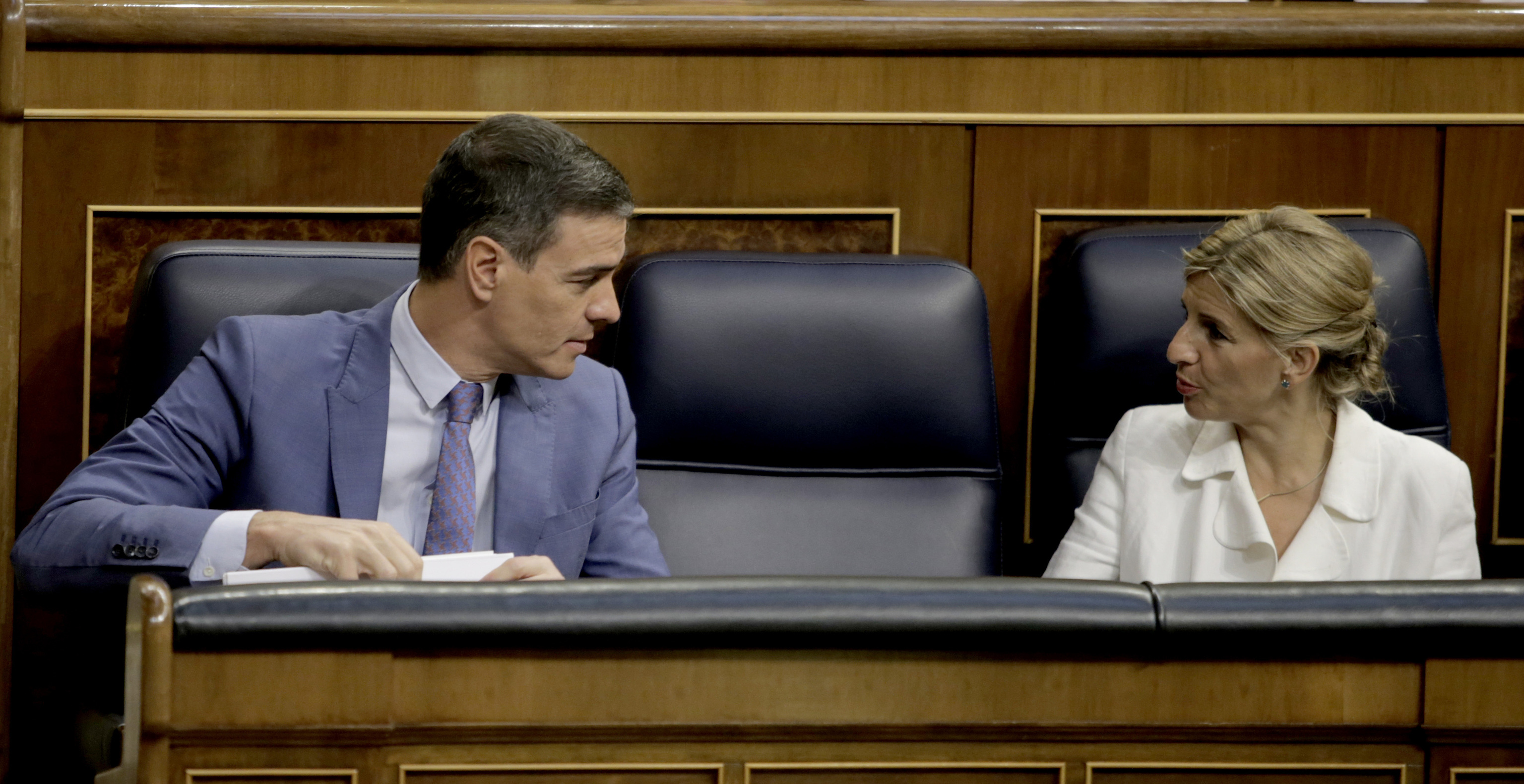 Pedro Sánchez y Yolanda Díaz, en el Congreso.