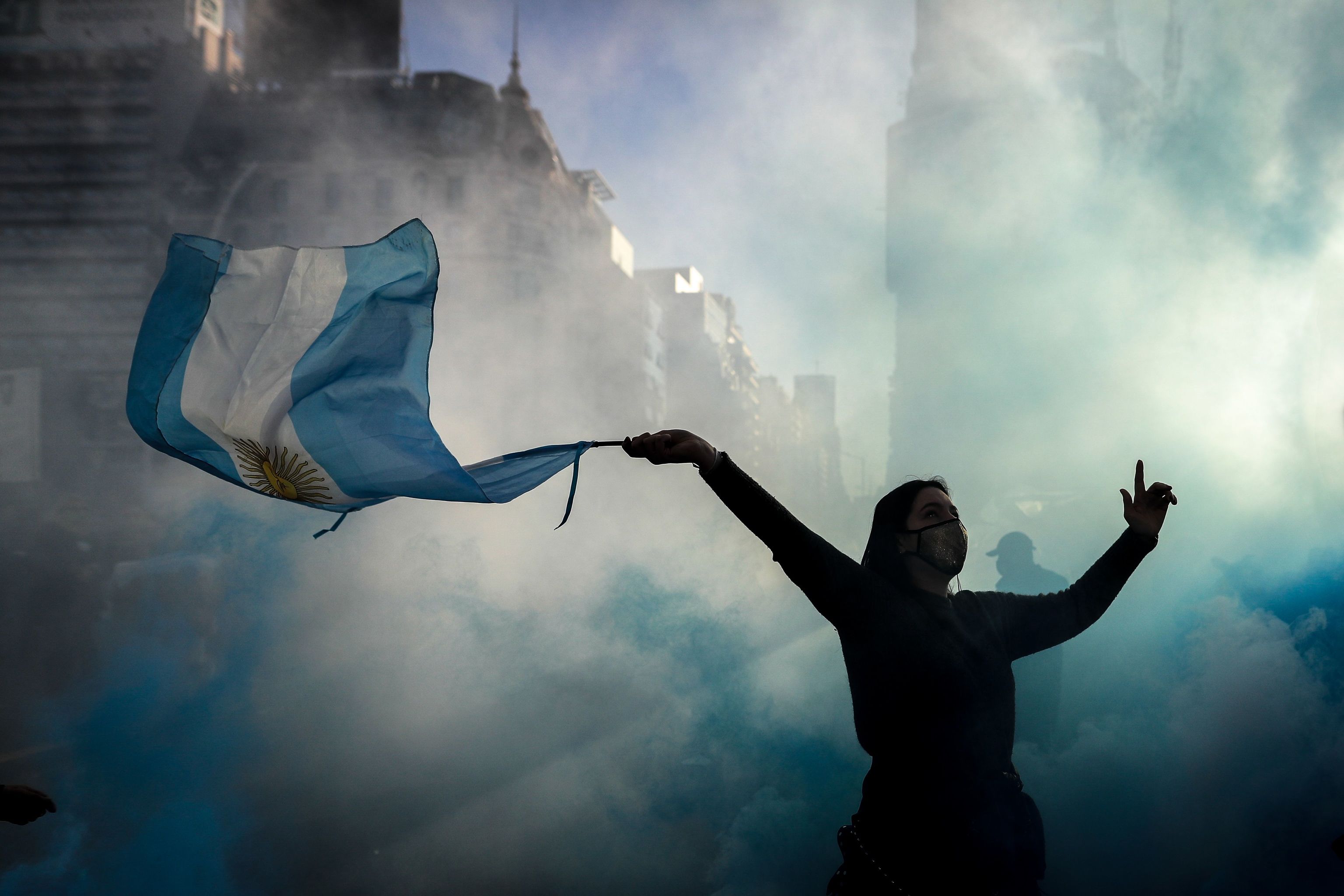 Manifestacin en Buenos Aires contra el gobierno, en 2020.