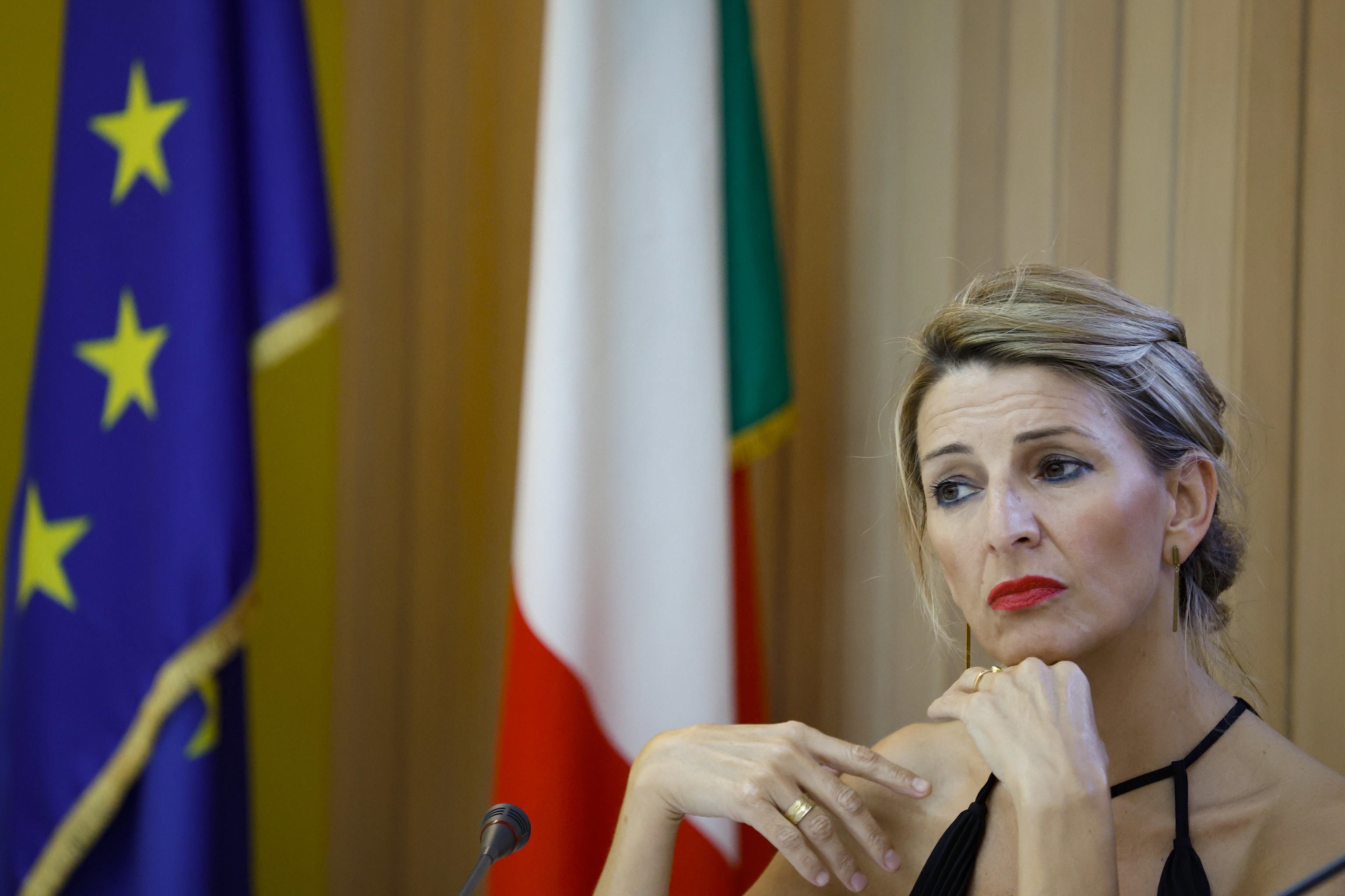 La vicepresidenta segunda del Gobierno, Yolanda Díaz, este miércoles, durante un viaje a Roma.