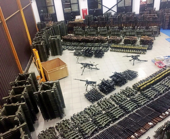 Miles de cetmes, obuses, granadas... Aqu, expuestas en el Centro Policial de Basauri (Vizcaya).