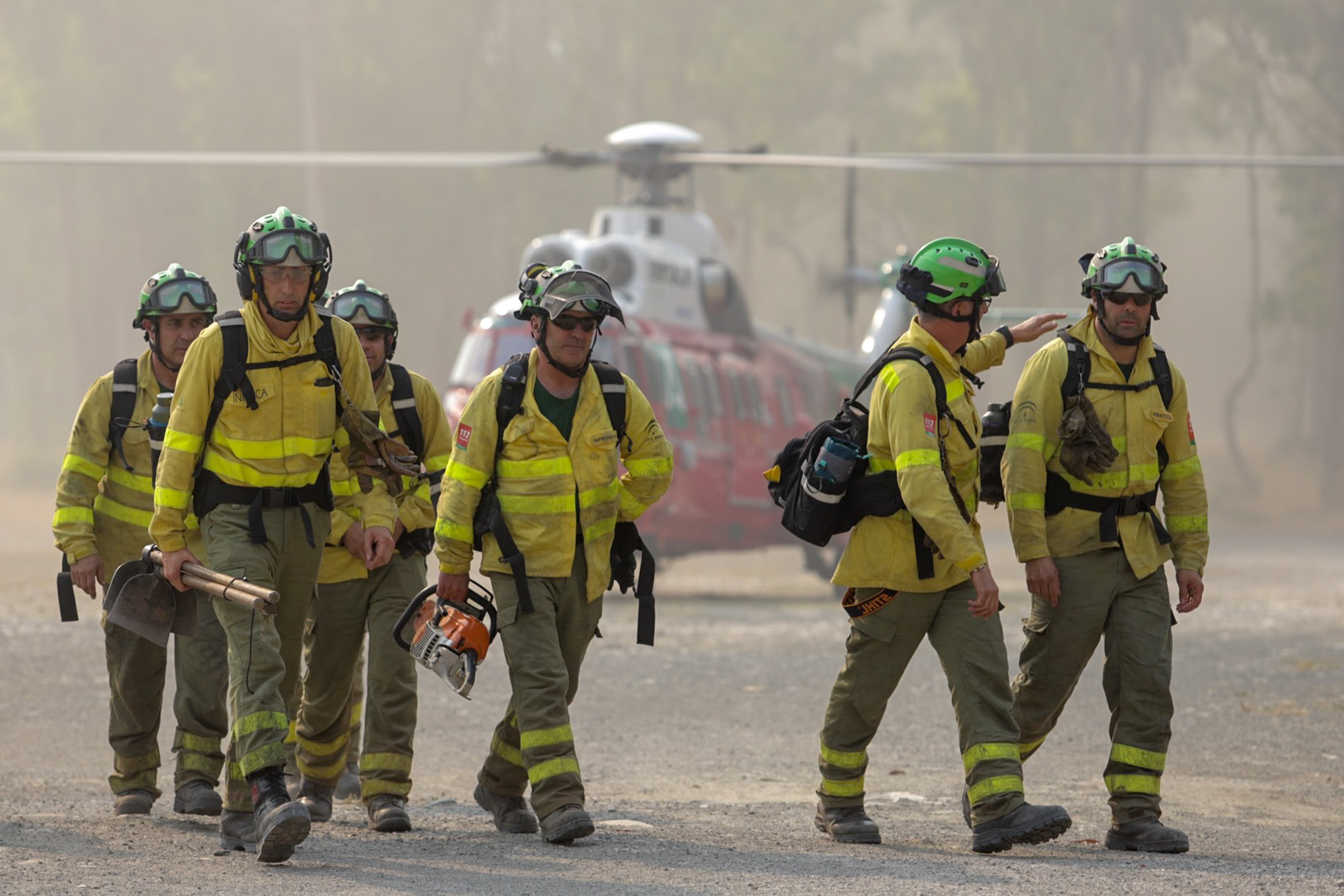 Bomberos del Plan Infoca, durante el operativo de extincin del incendio declarado en Pujerra el pasado junio.