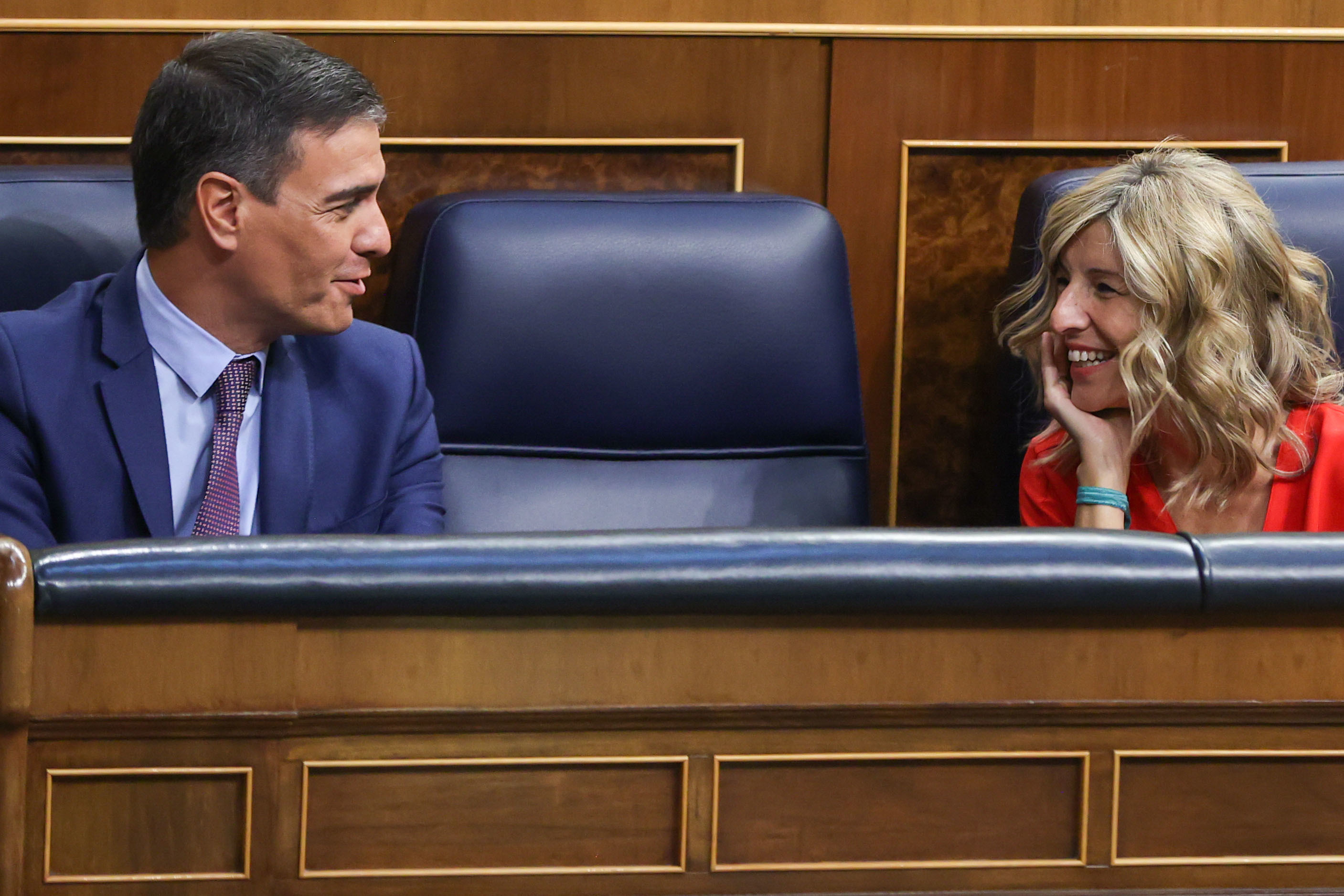 Pedro Snchez y Yolanda Daz, este jueves, en el Congreso.