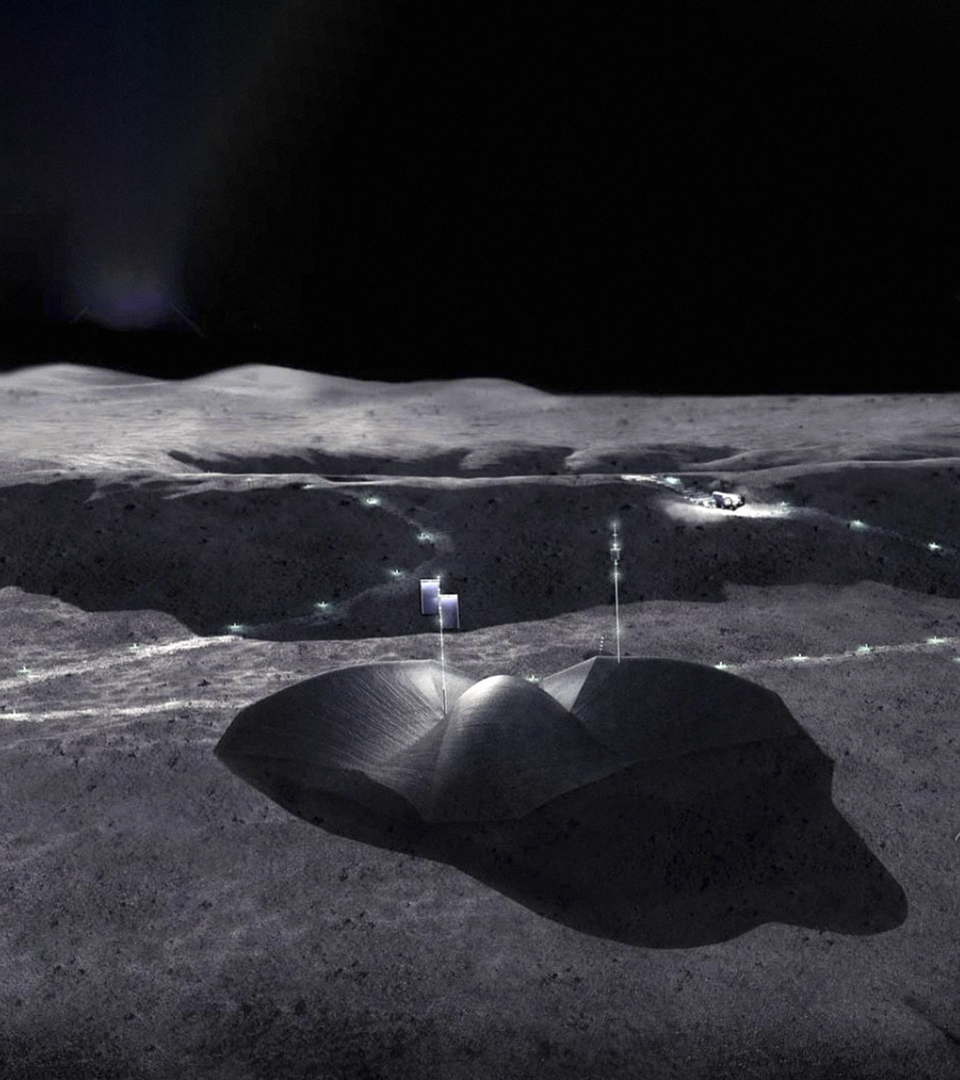 Nuestra primera casa en la Luna: tela, mineral y arcos 3D