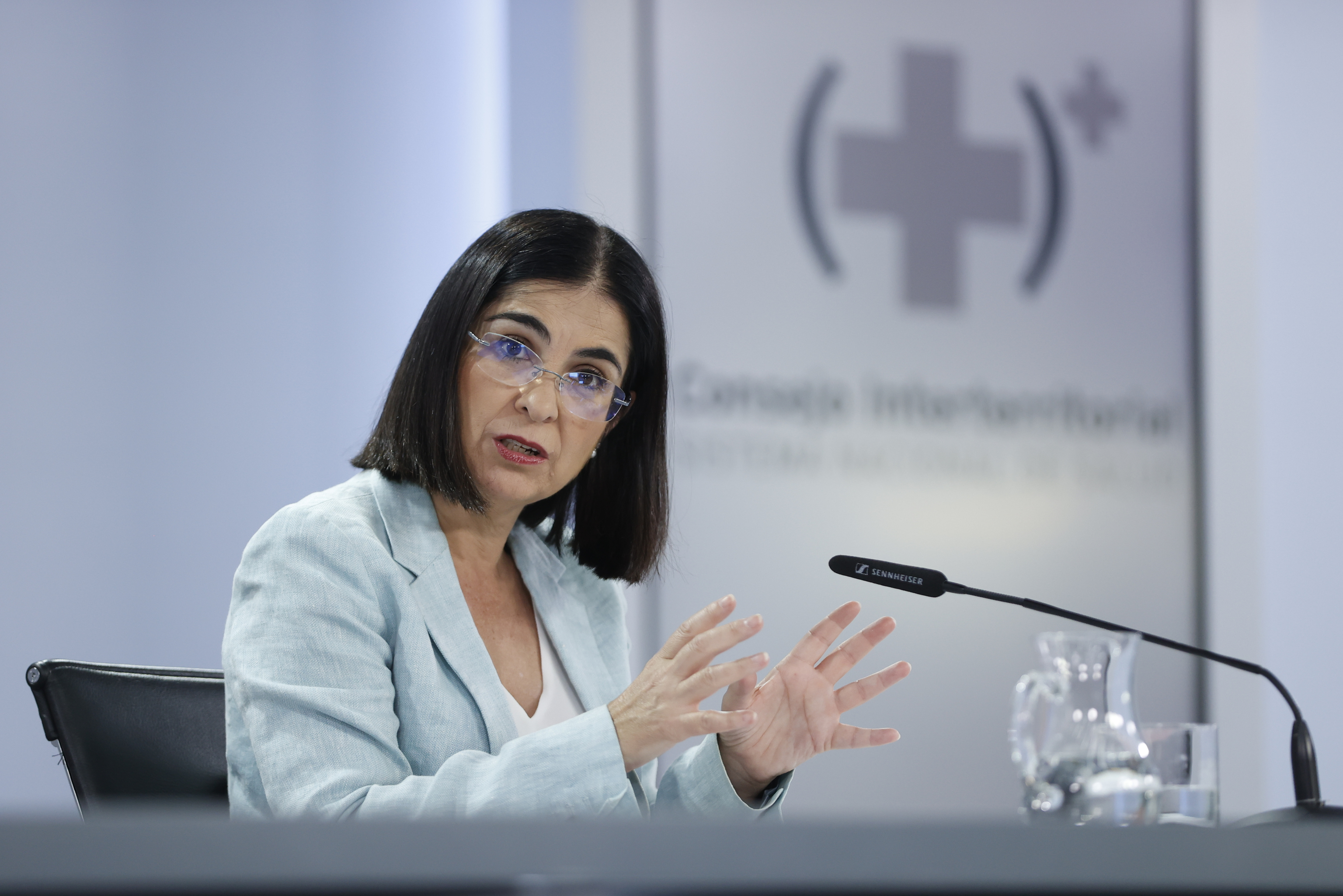 La ministra de Sanidad,  Carolina Darias, durante la rueda de prensa posterior a la reunin del Consejo Interterritorial de Salud.