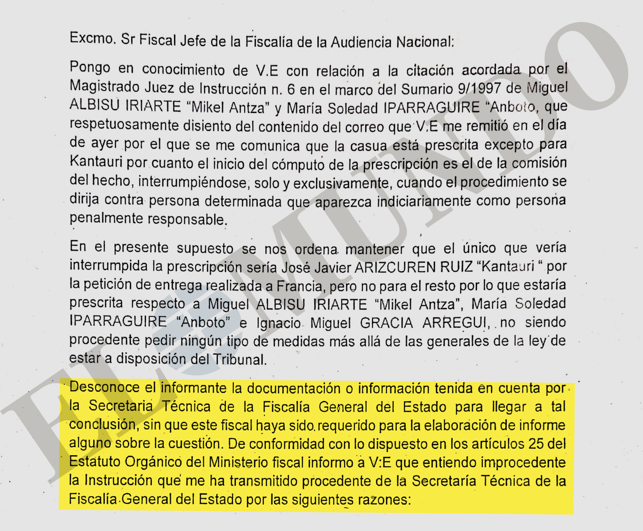 Informe del fiscal Vicente Gonzlez Mota.
