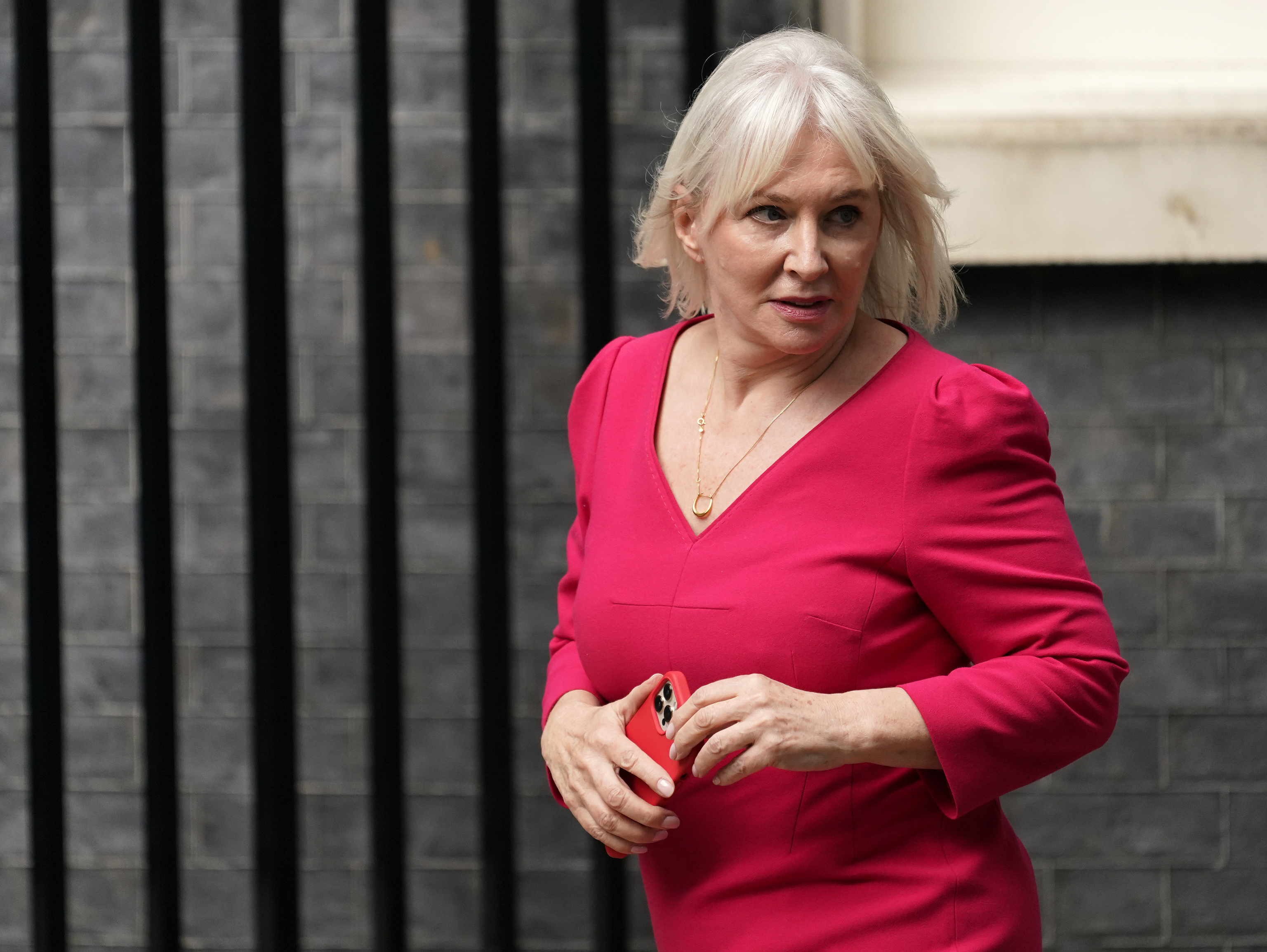La secretaria de Cultura, Nadine Dorries, a su llegada a Downing Street, en septiembre de 2021.