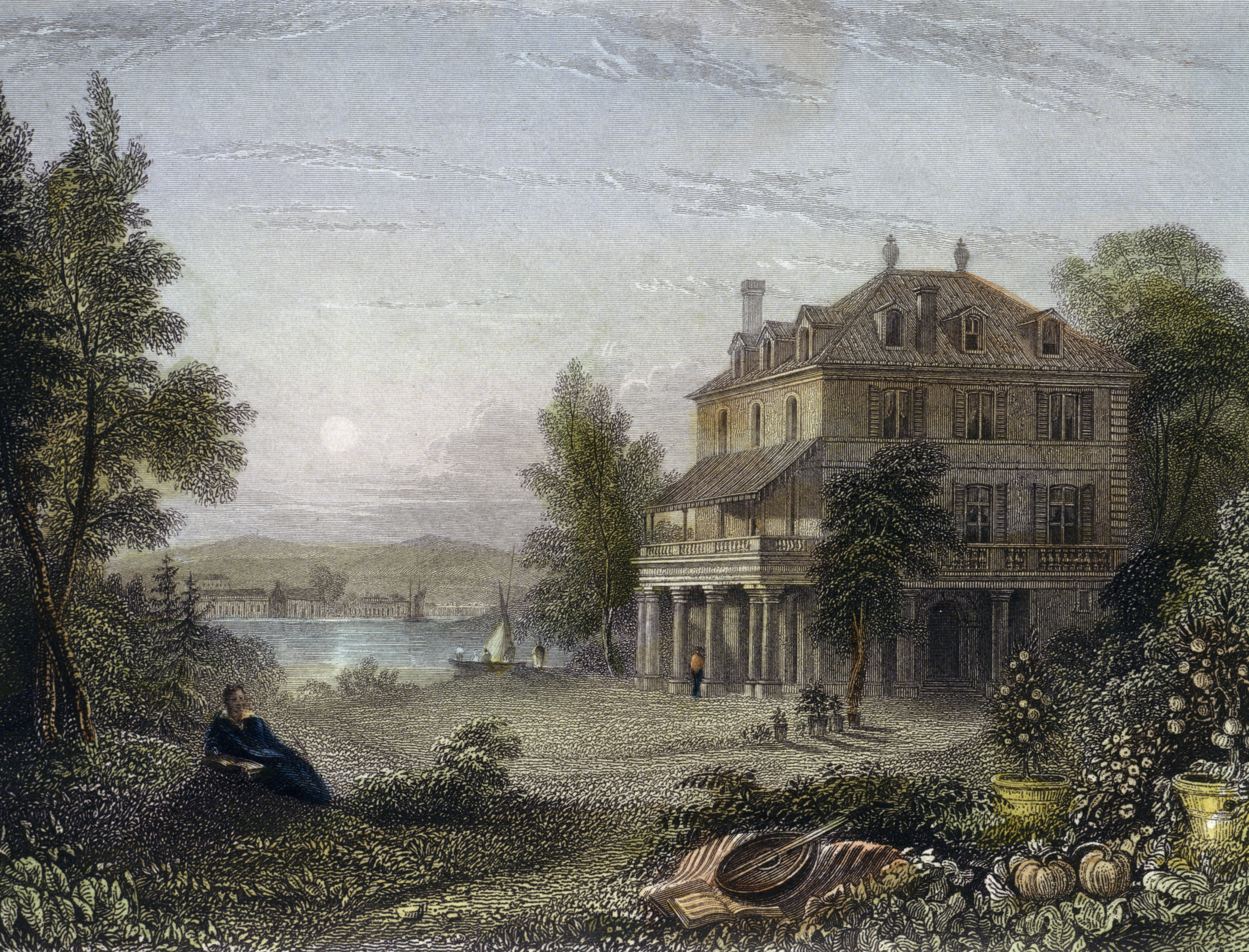 Villa Diodati, en un grabado de William Purser (1785-1856).