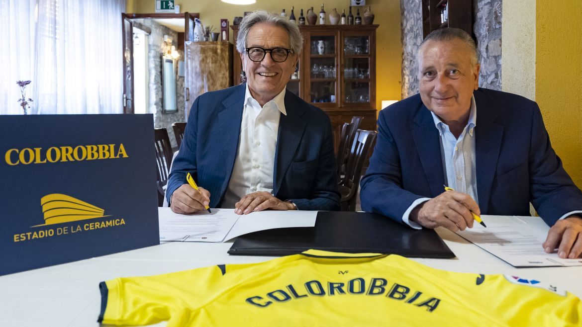 El presidente del Villarreal CF, Fernando Roig; y el CEO del Grupo Colorobbia, Loriano Bocini.