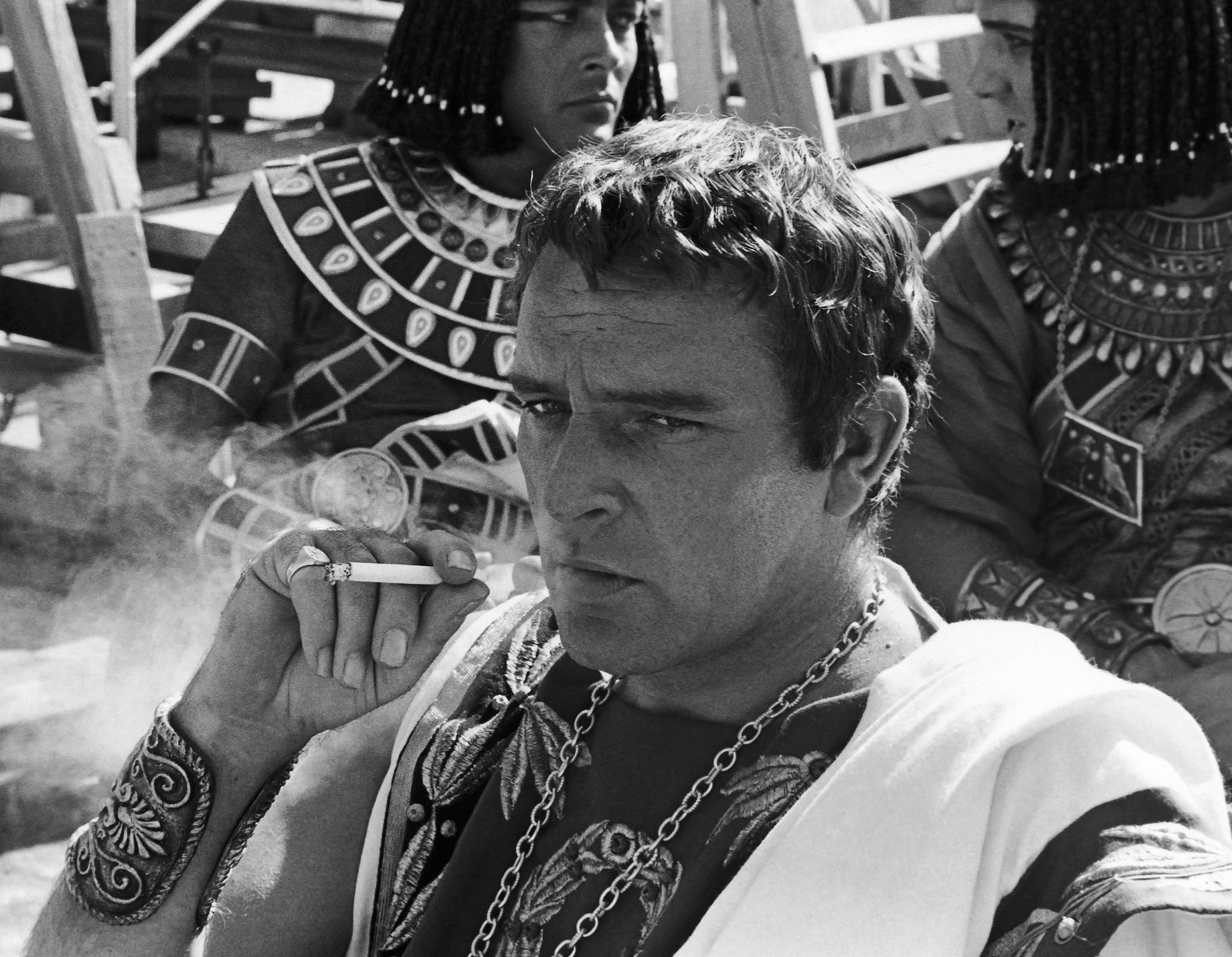 Richard Burton, at the Roman Studios filming Cleopatra, in 1961.