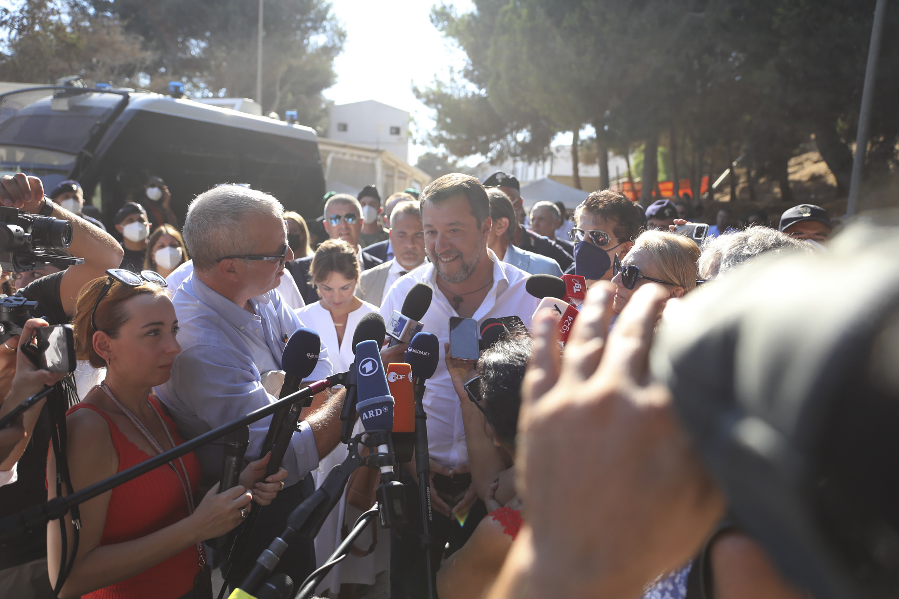 Matteo Salvini durante su visita a Lampedusa.