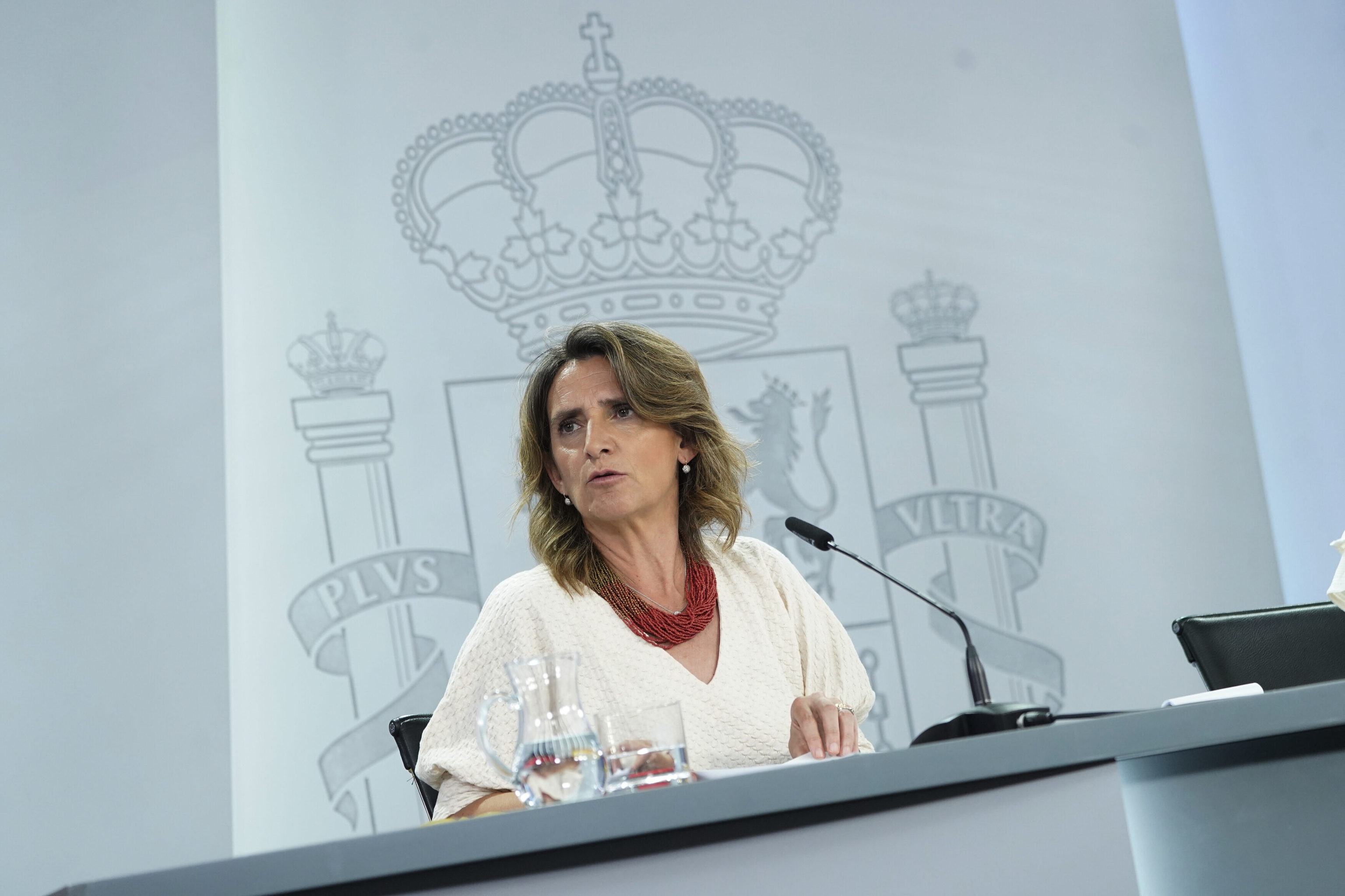 La ministra de Transicion Ecológica, Teresa Ribera, en una comparecencia ante los medios.