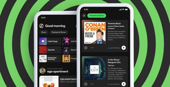 Spotify crea dos nuevas pestaas para separar las canciones de los podcast.