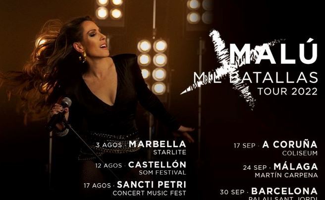En el cartel de la gira de Malú sale el concierto que tendría lugar el viernes 12 en Castellón.