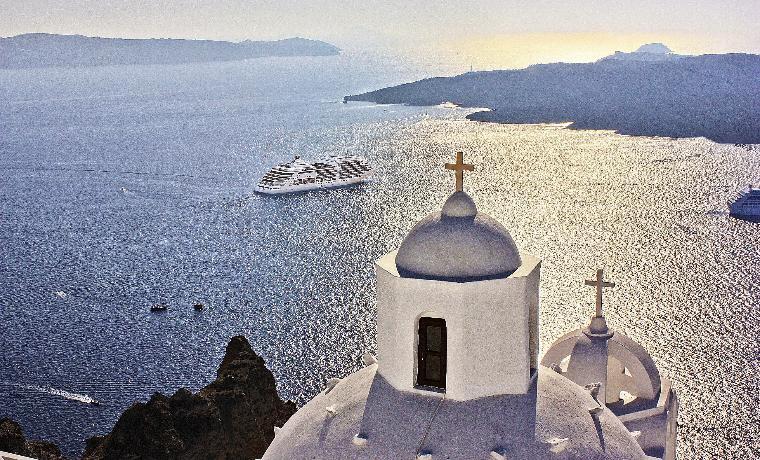 Vista de la isla griega de Santorini