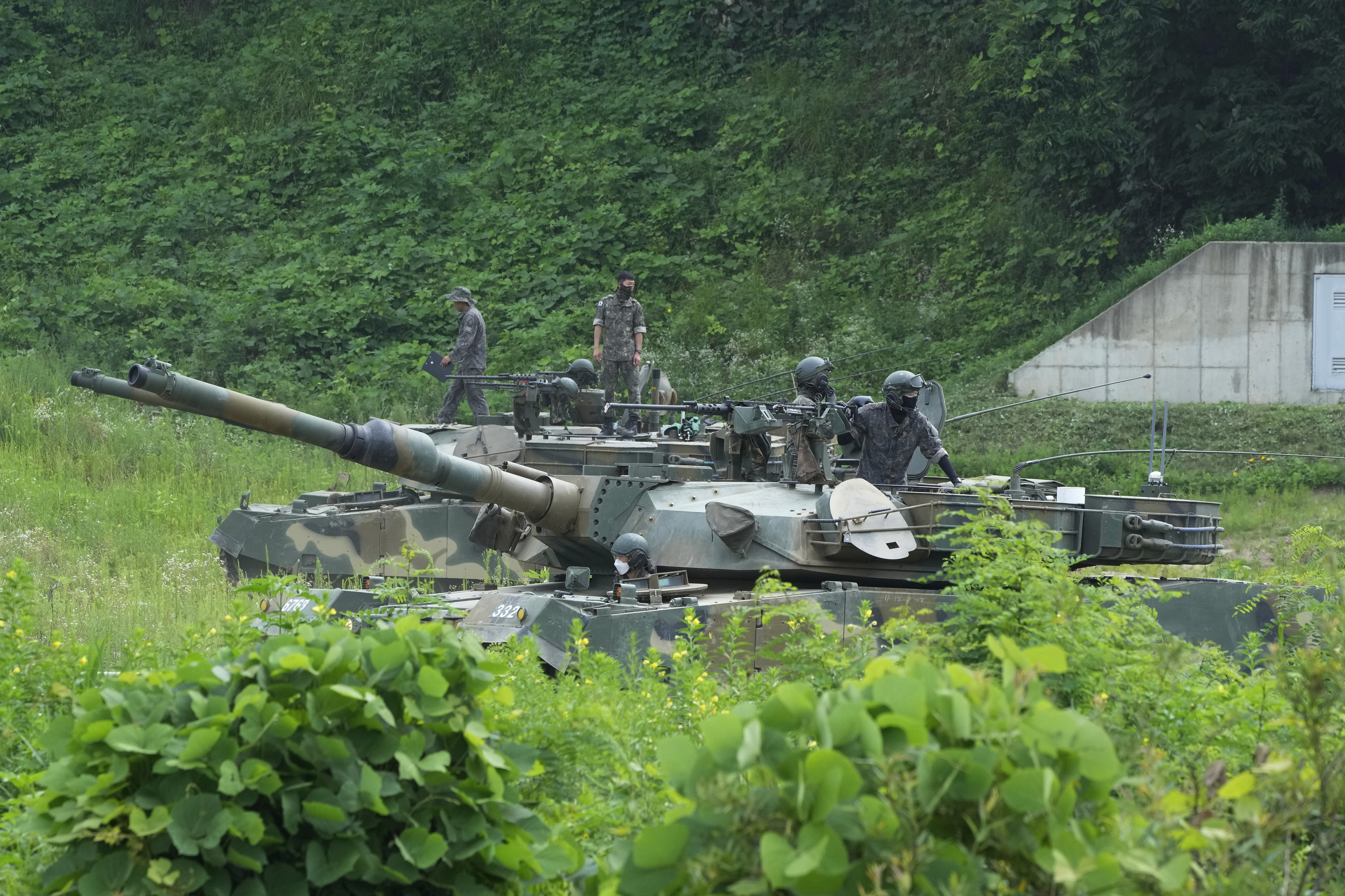Soldados surcoreanos en Paju en la frontera con Corea del Norte en julio de 2022.