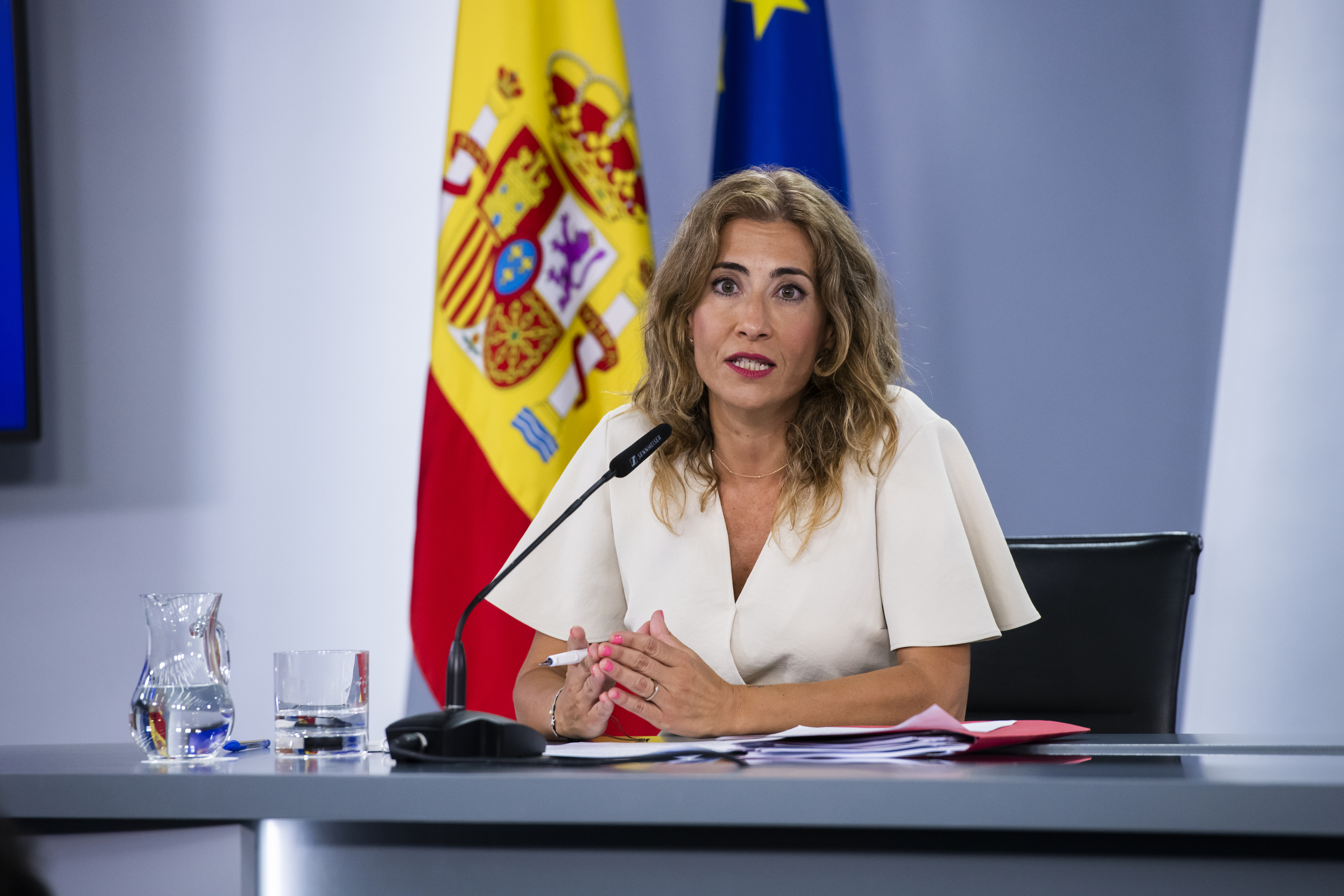 Raquel Sánchez, ministra de Transportes, Movilidad y Agenda Urbana, en la rueda de prensa tras la reunión del Consejo de Ministros