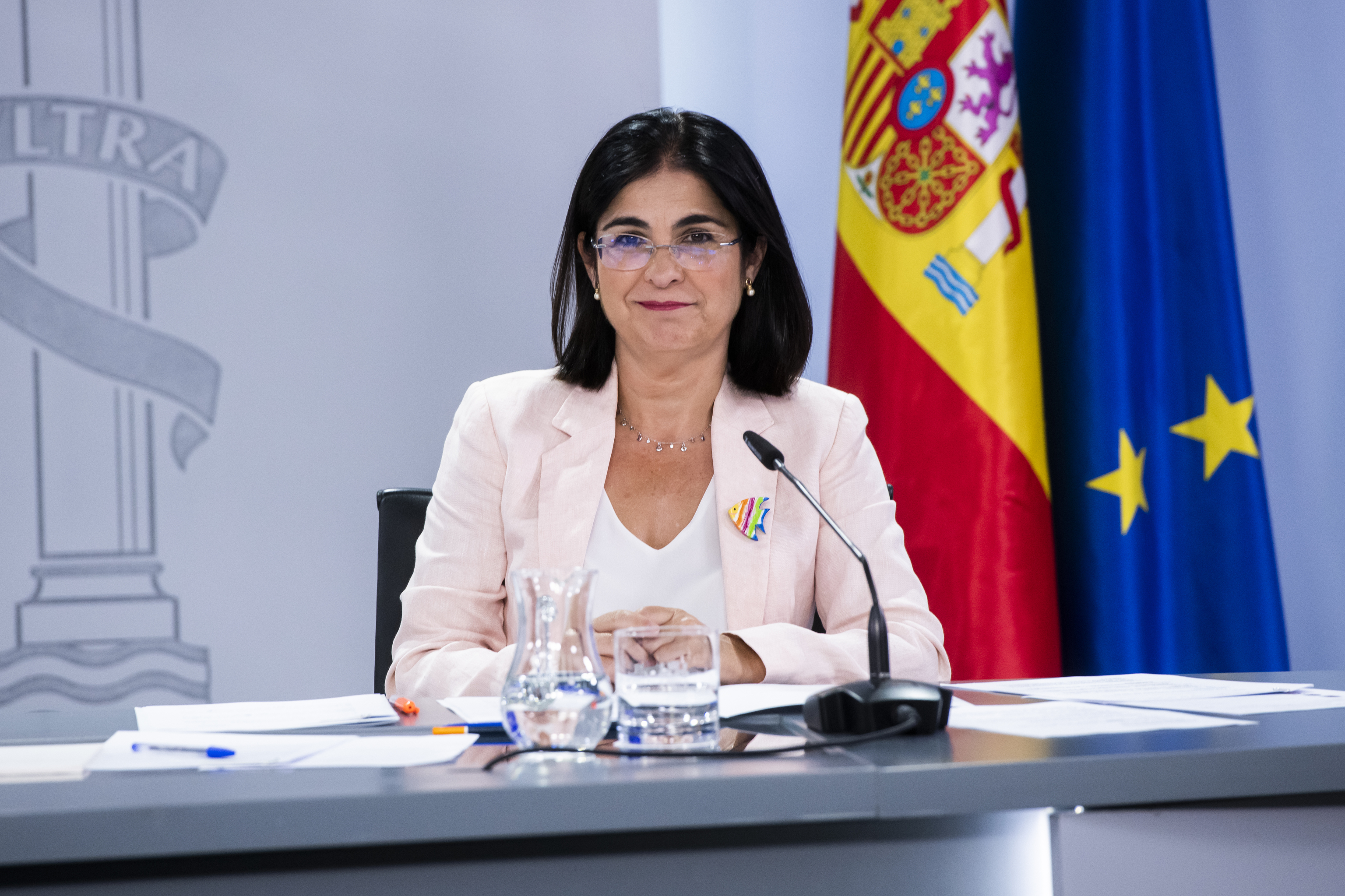 La ministra de Sanidad,  Carolina Darias, en rueda de prensa tras la reunin del Consejo de Ministros.