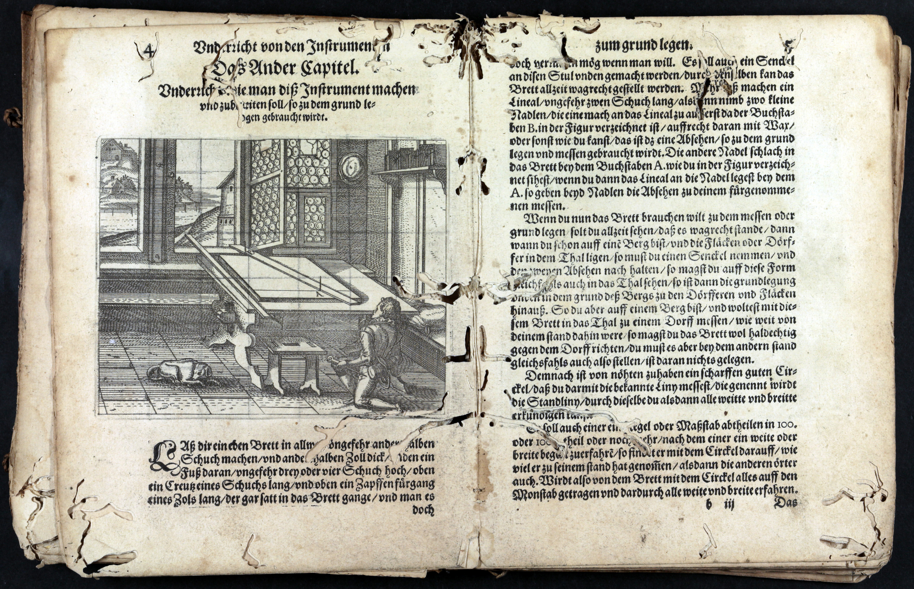 Estado de un manual alemn de 1607 afectado por la carcoma y conservado en Barcelona.