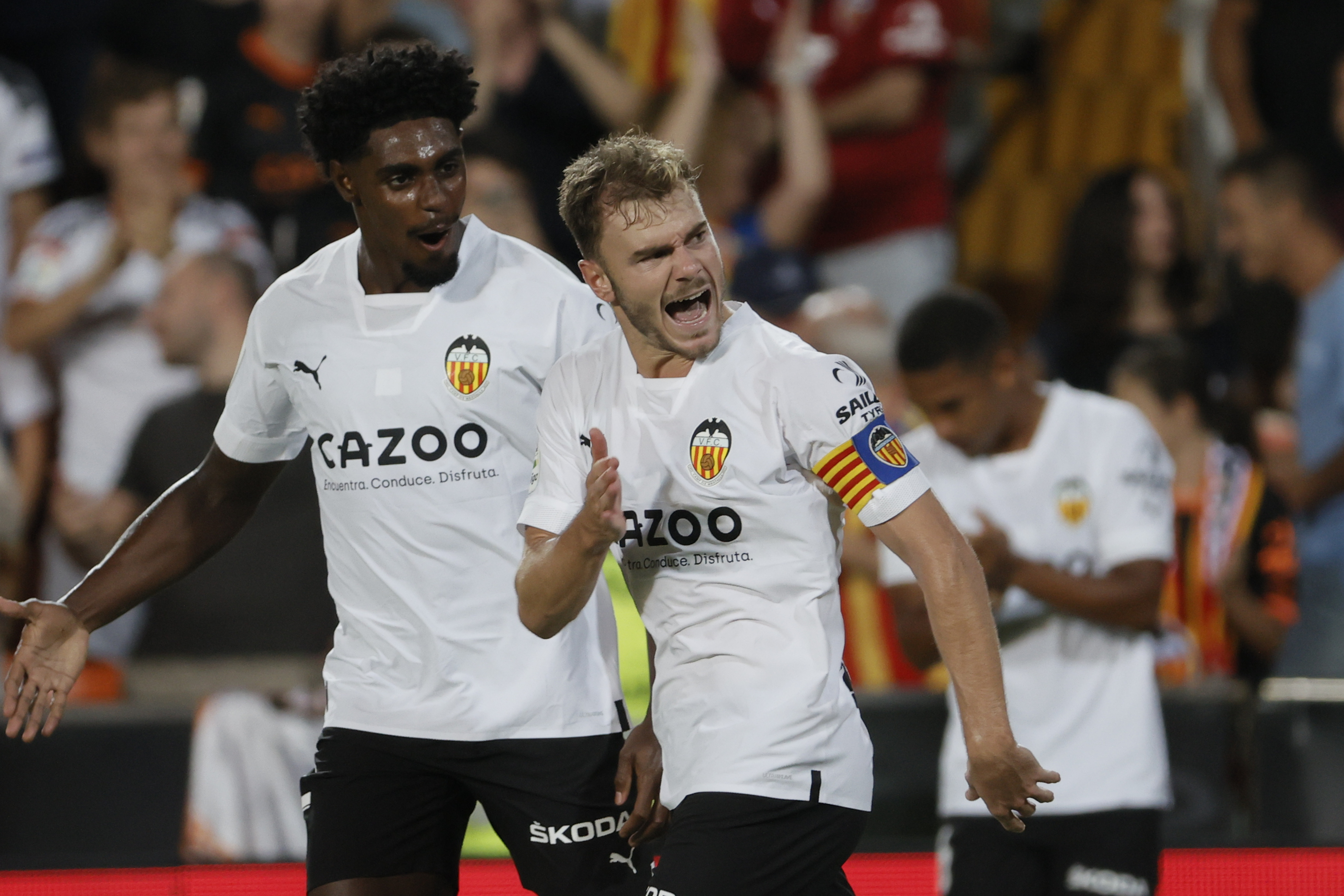 Lato celebra su gol, el primero de los cinco que el Valencia le marc al Getafe.