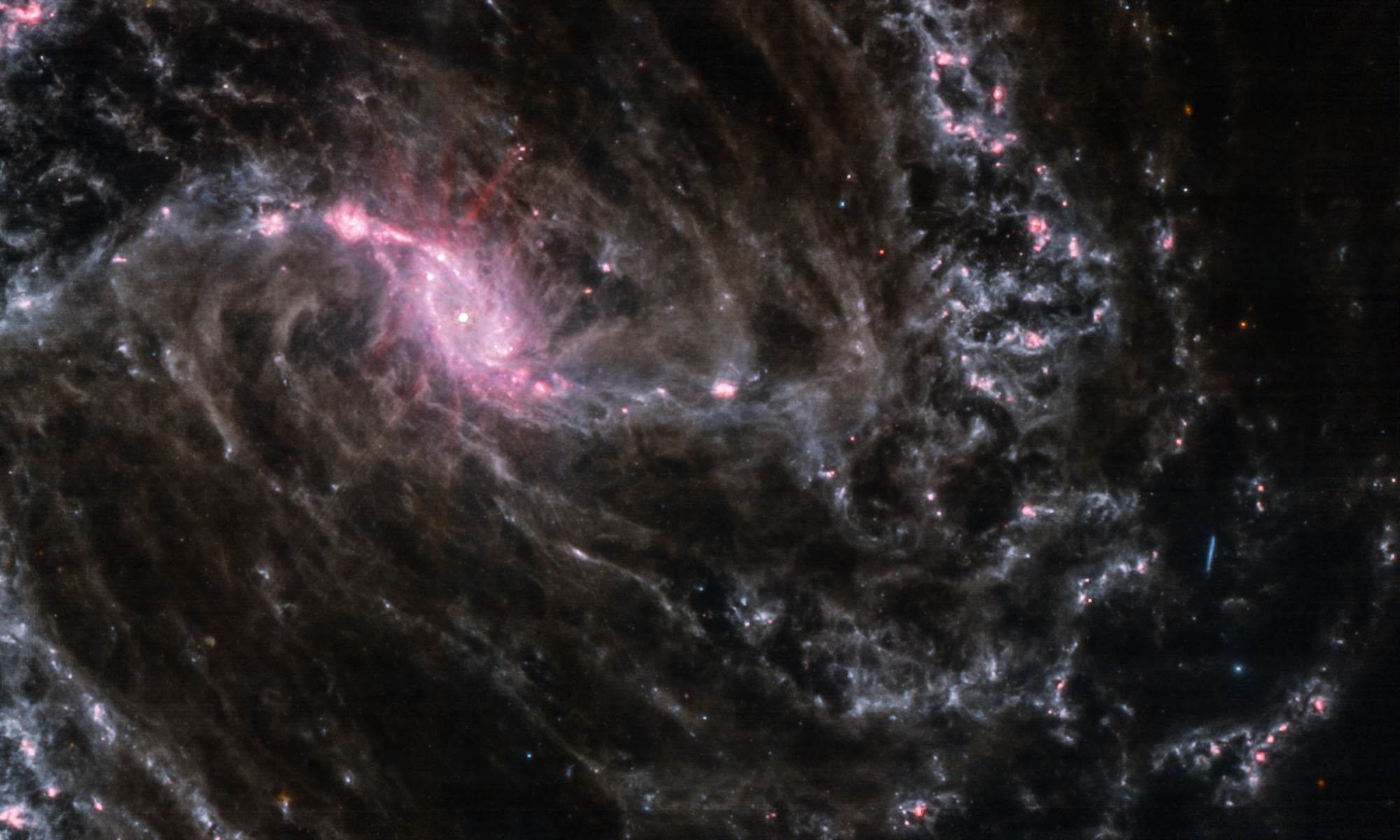 El centro de la galaxia NGC1365 observado por el Webb.