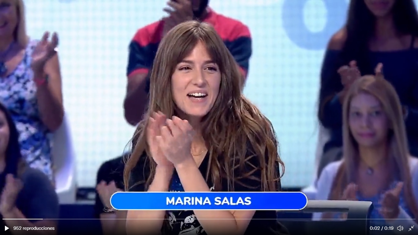 La actriz Marina Salas participando en Pasapalabra.
