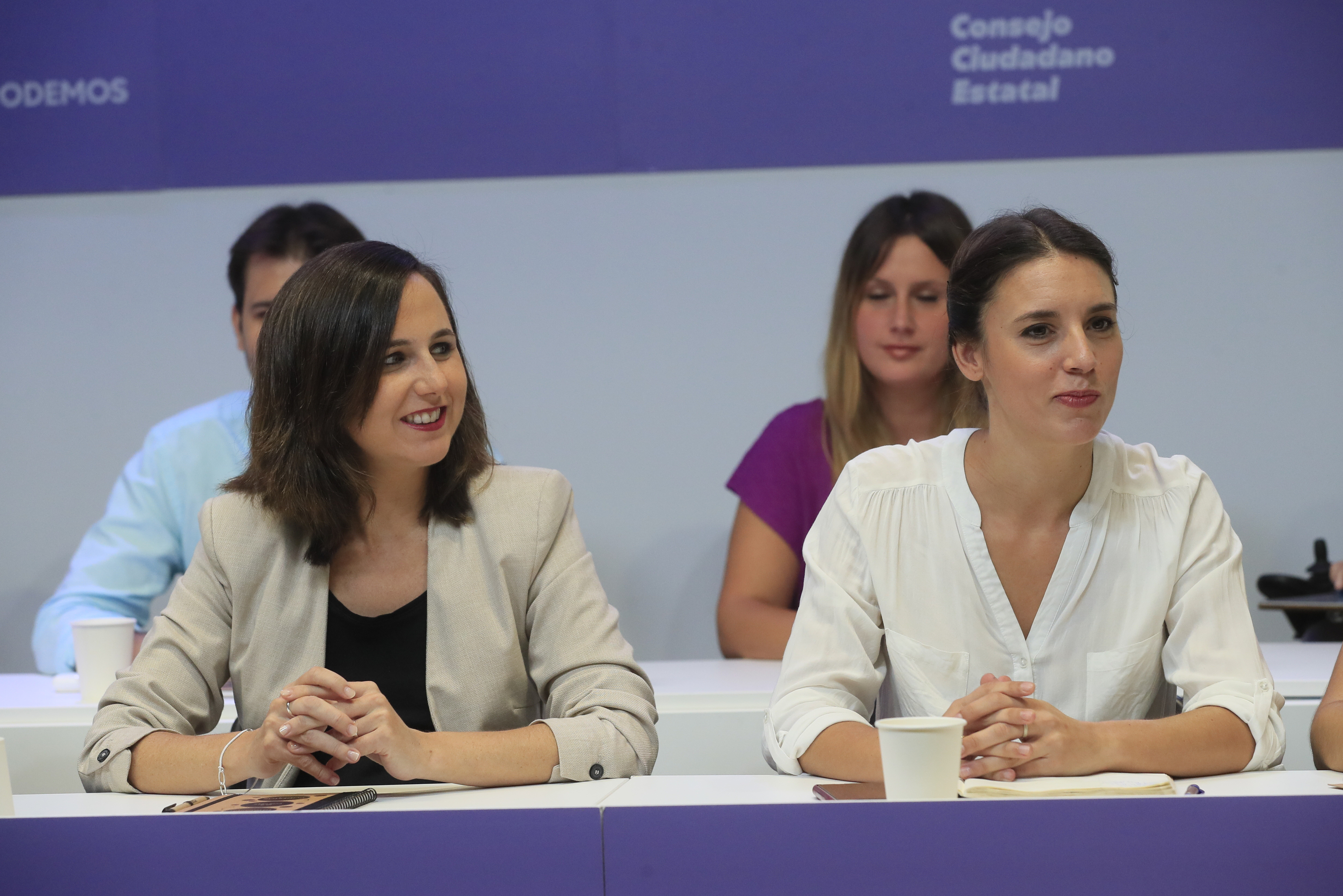 Ione Belarra e Irene Montero, en la reunin del Consejo Ciudadano Estatal de Podemos.