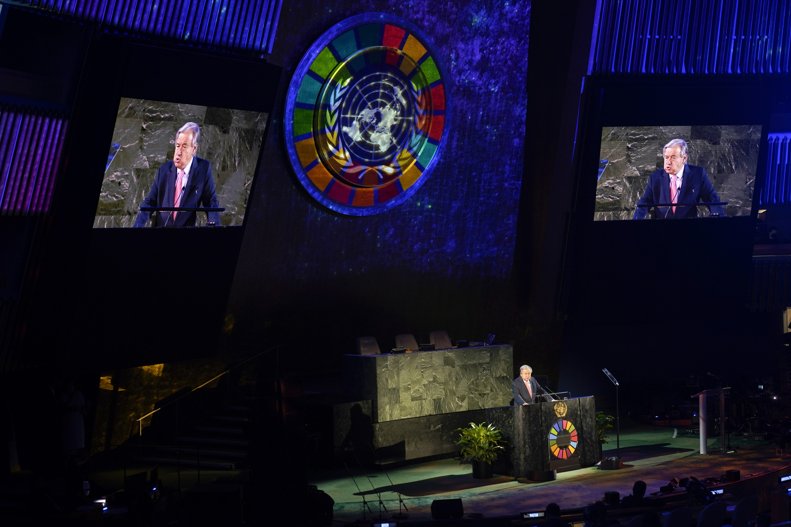 António Guterres, secretario general de Naciones Unidas se dirige a la Asamblea General de la ONU el 19 de septiembre de 2022.