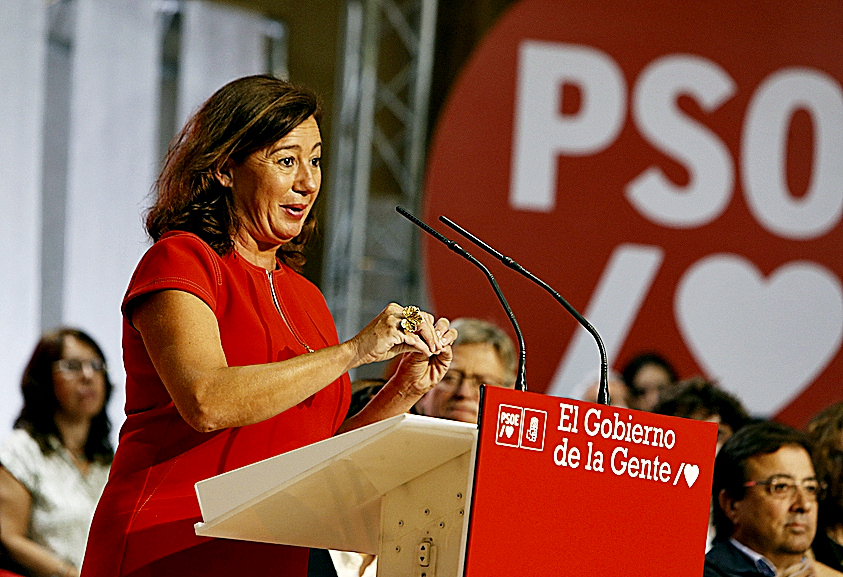 La presidenta balear, Armengol, durante un acto reciente del PSOE en Zaragoza.