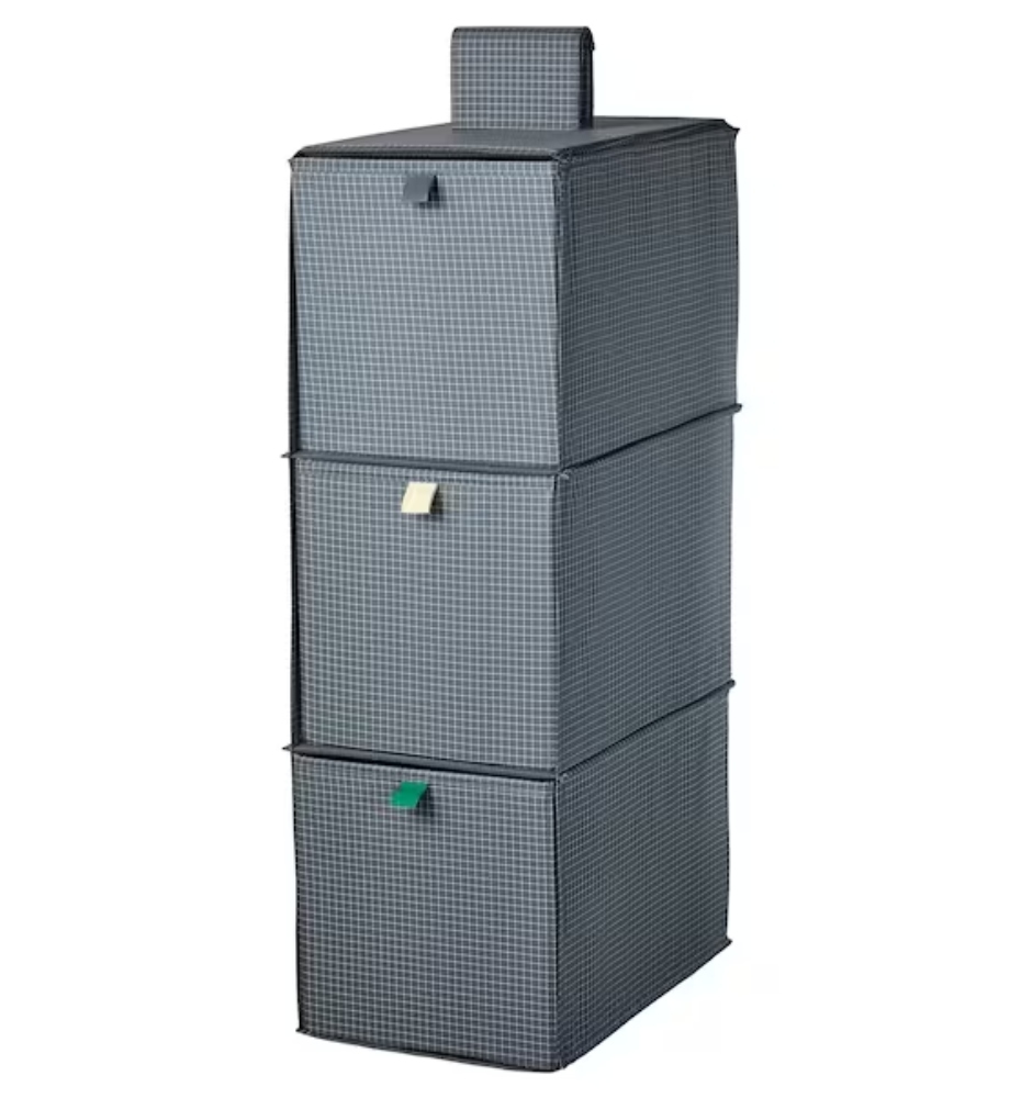  Ikea Organizador de almacenamiento de caja para armario. Tamaño  13.4 x 20.1 x 11.0 in, color azul y gris (1 unidad) : Hogar y Cocina