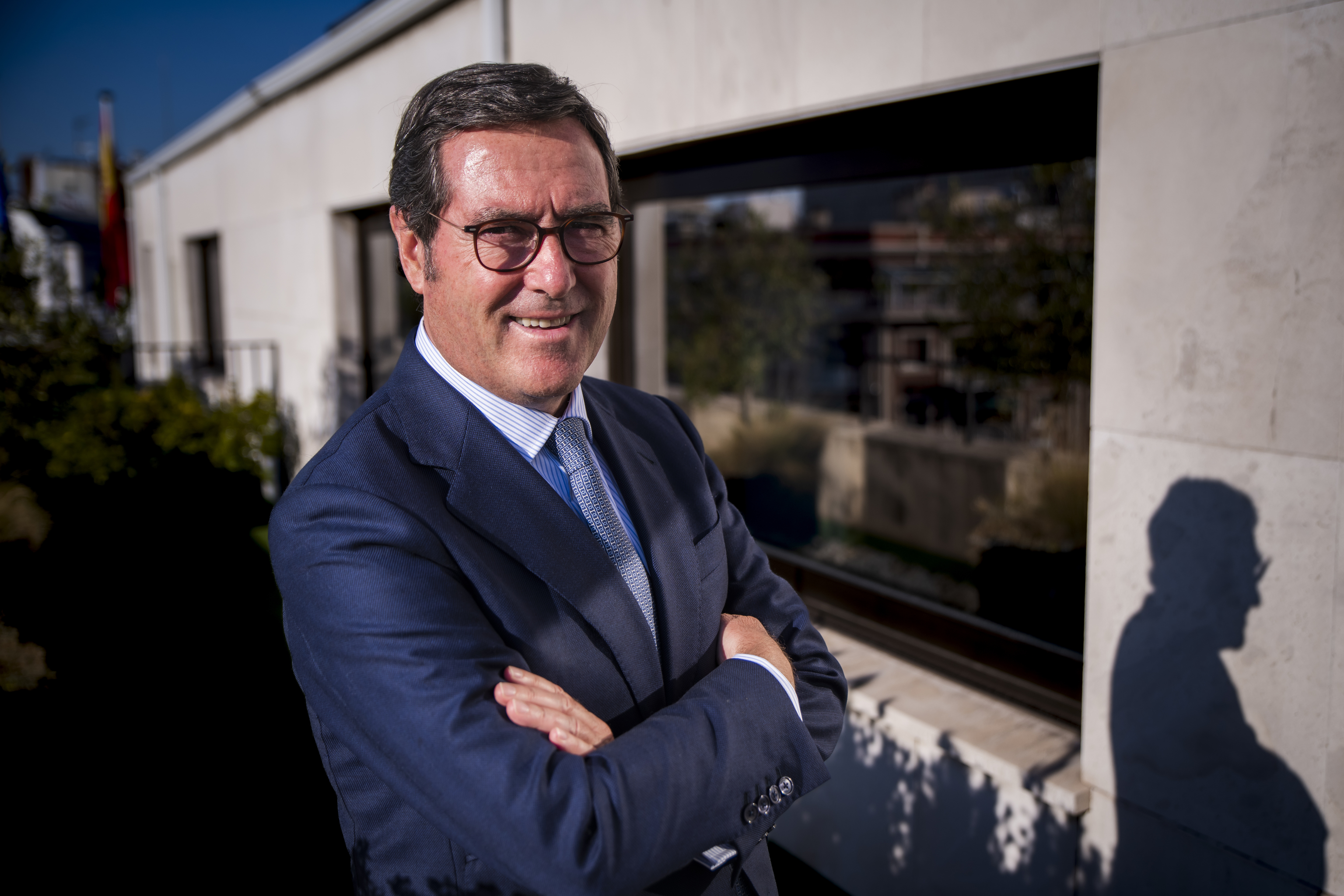 El presidente de CEOE, Antonio Garamendi, en la sede de la patronal.