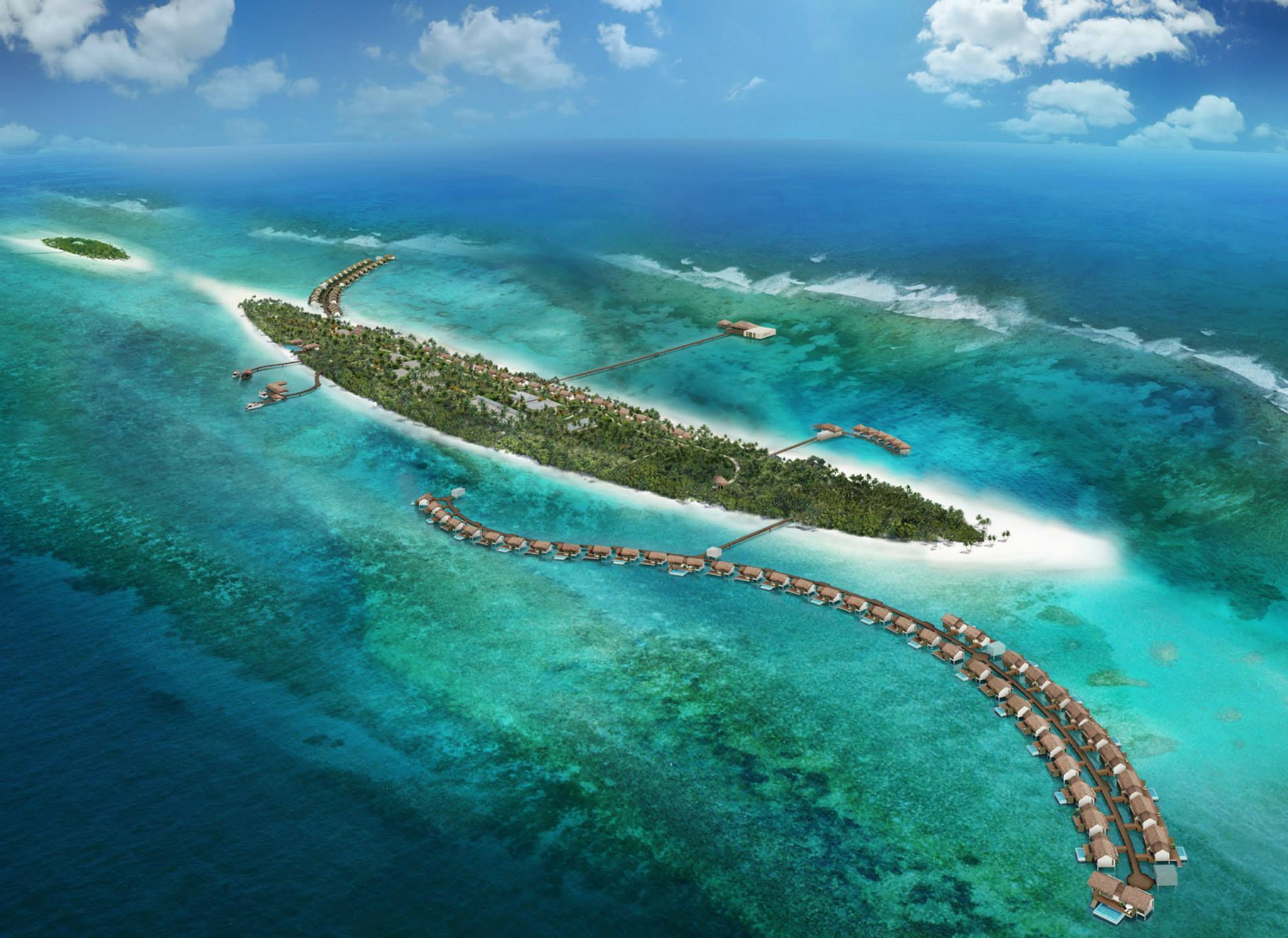 Isla reconvertida en hotel de lujo en Maldivas.