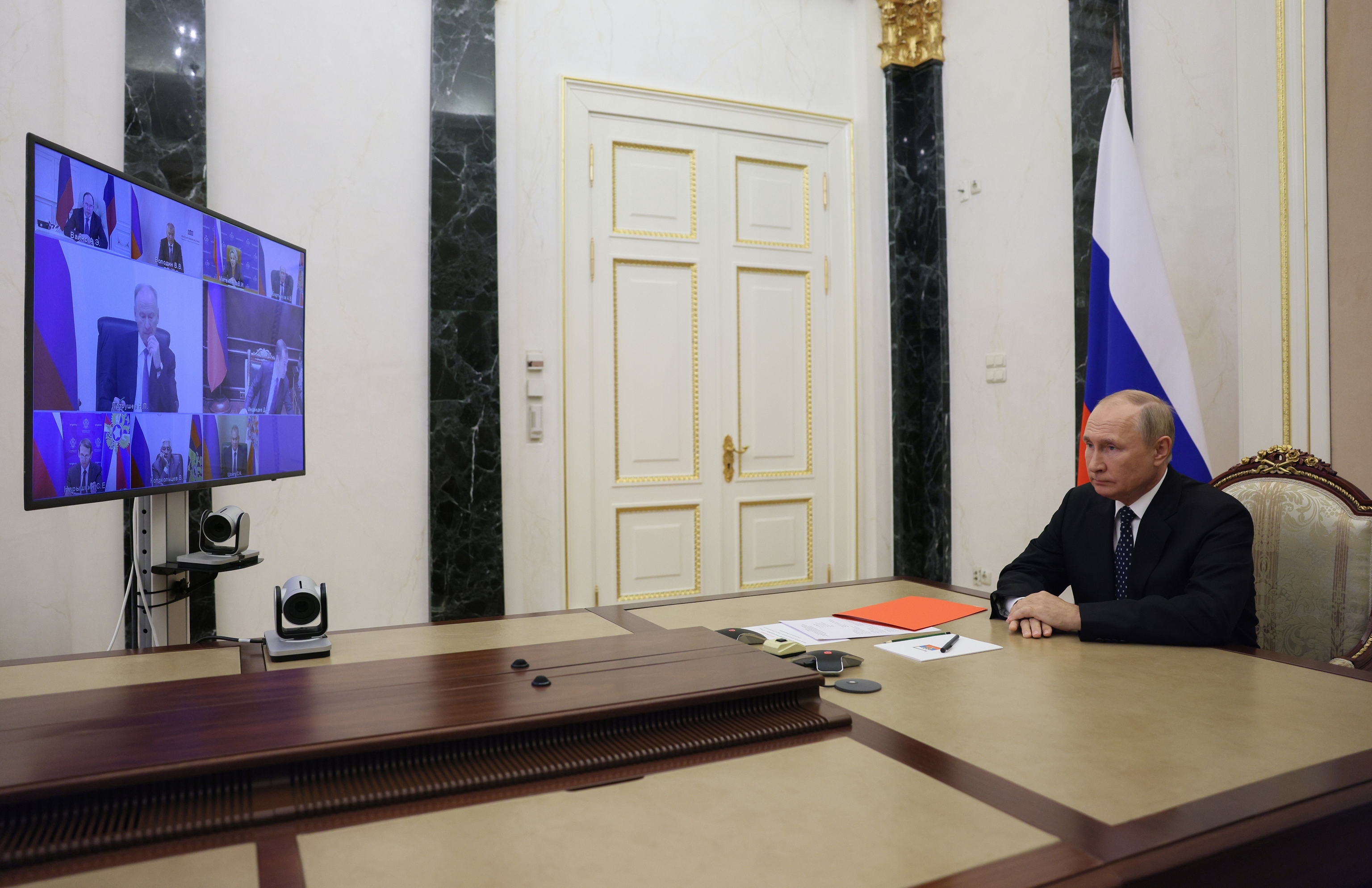 Putin, en una reunin por videoconferencia, en Mosc.