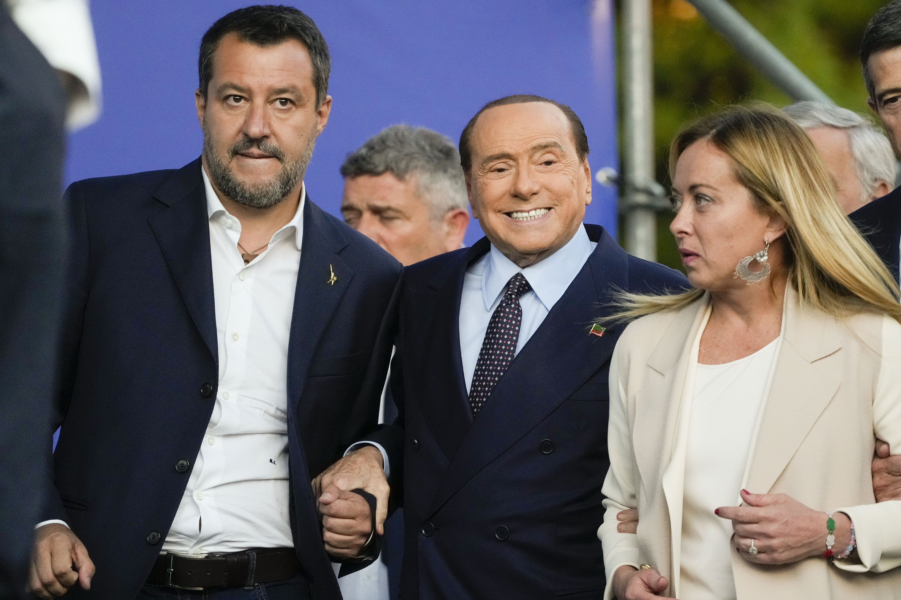 Salvini, Berlusconi y Meloni, la semana pasada en Roma.