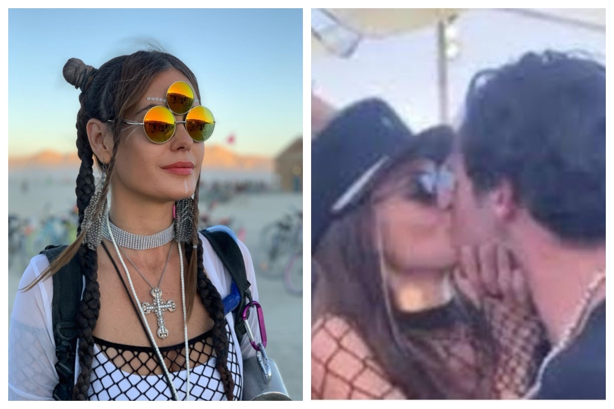 Marina Theiss, en el festival Burning Mann y captura del vídeo del famoso beso.