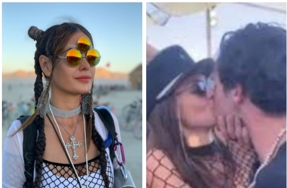 Marina Theiss (izq) e Íñigo Onieva besando a una joven que no es Marina.