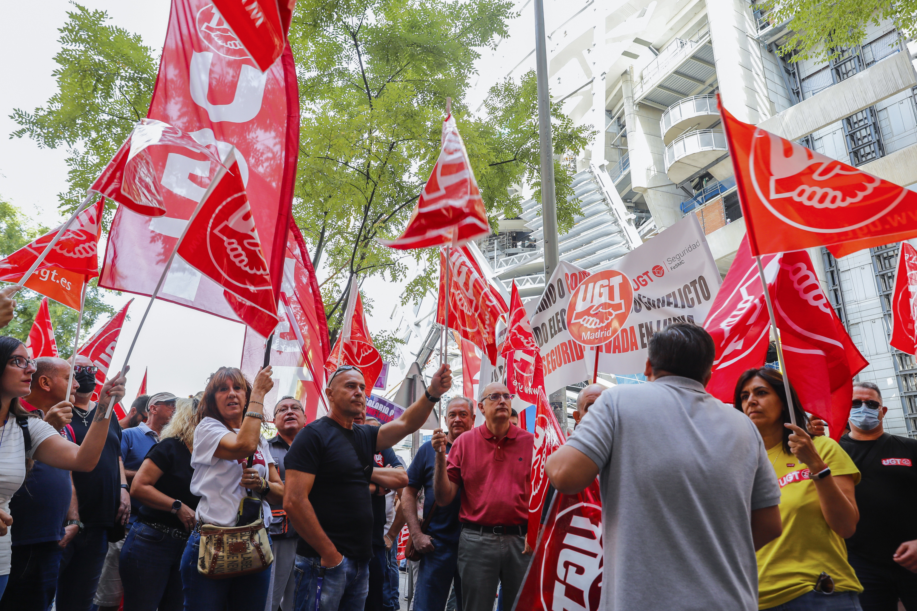 Trabajadores de la seguridad privadase manifiestan la semana pasada para exigir un convenio estatal que aumente los salarios y las condiciones laborales