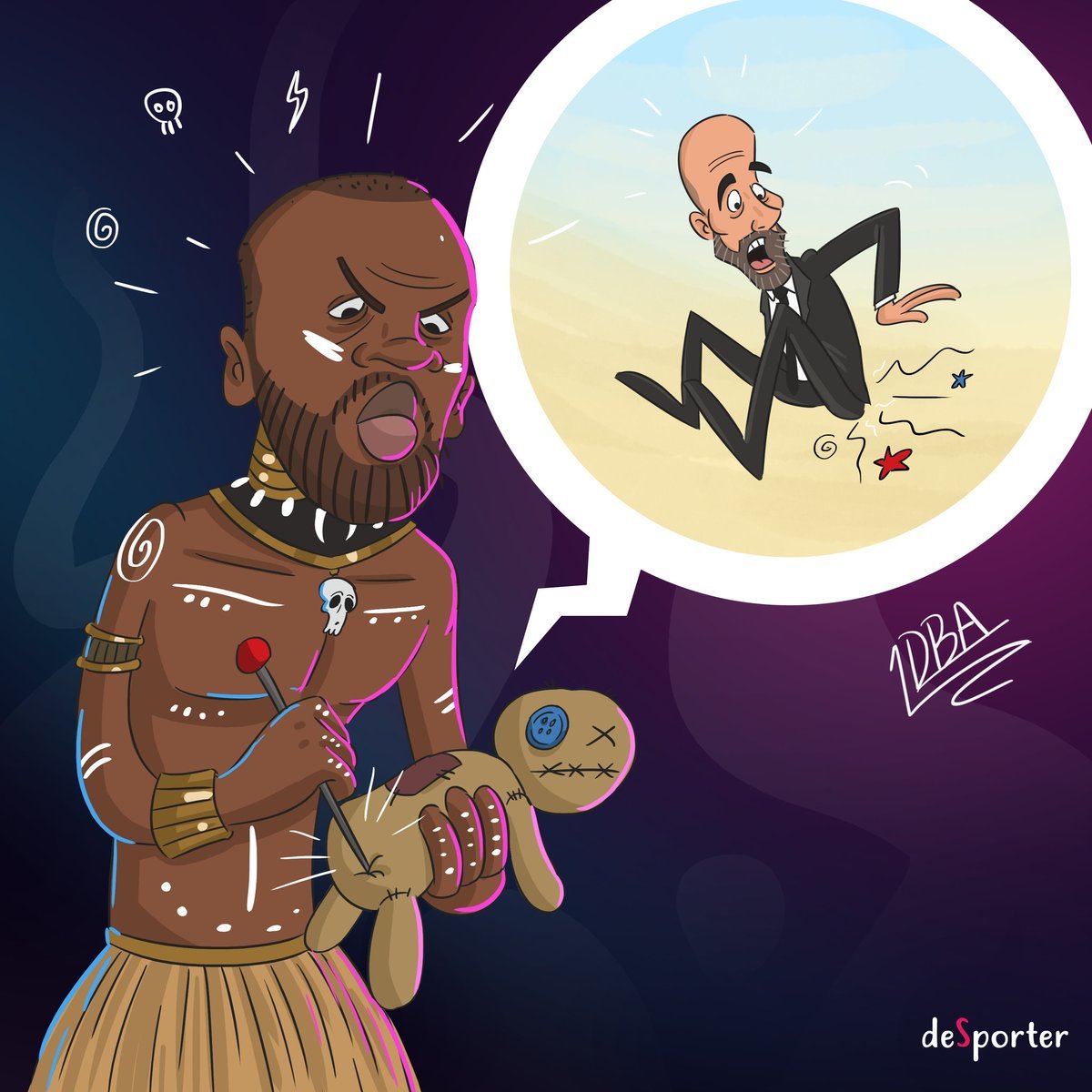 Dibujo que colgó en las redes el representante de Touré Yaya contra Pep.