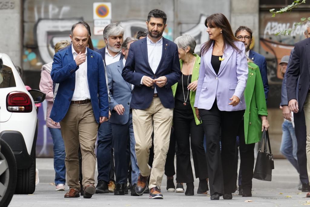 Los dirigentes de Junts per Catalunya antes de la ejecutiva.