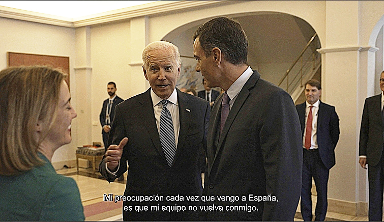 Pedro Sánchez, con Joe Biden.