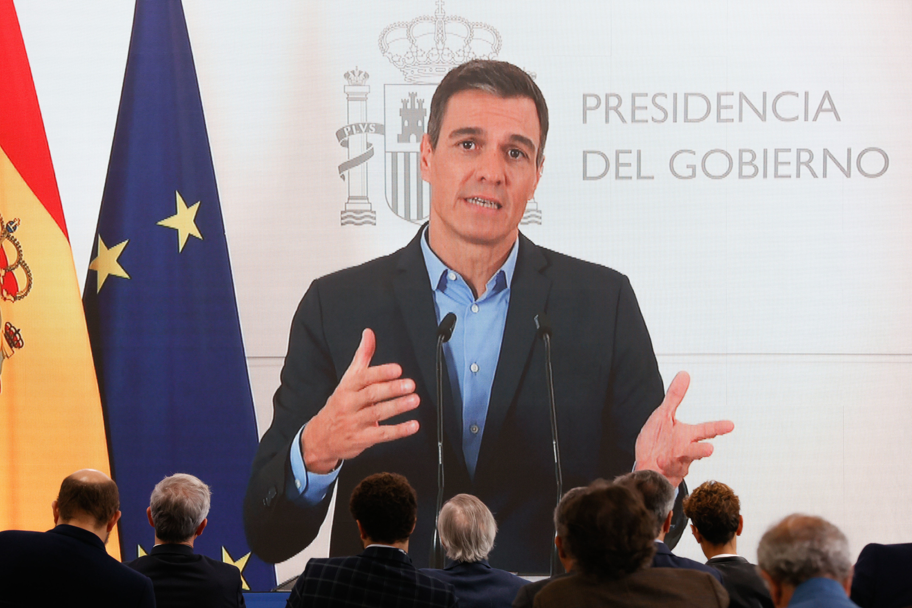 El presidente del Gobierno, Pedro Sánchez, el pasado sábado, en su intervención telemática en el Foro la Toja