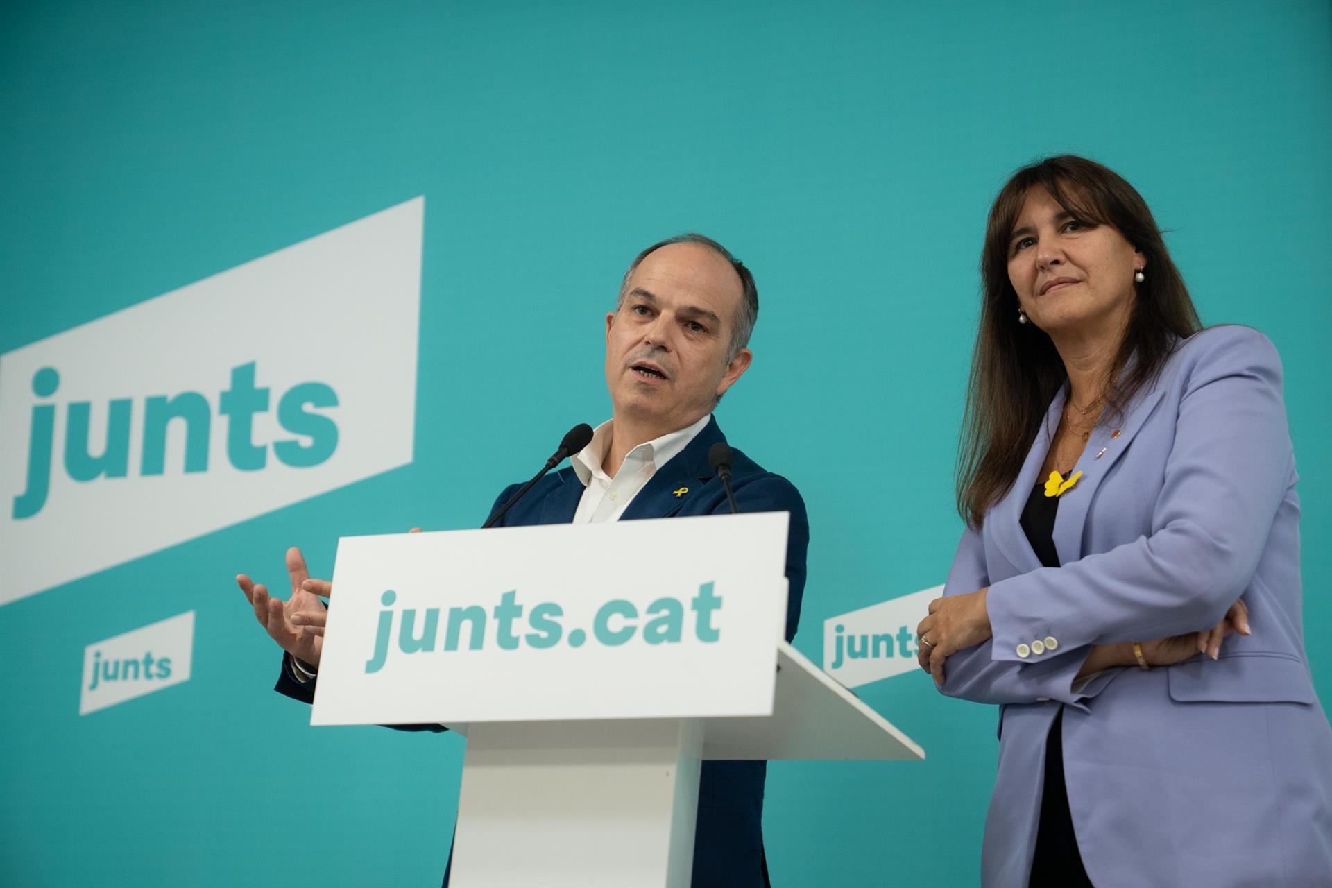 Los lderes de Junts per Catalunya Jordi Turull y Laura Borrs.