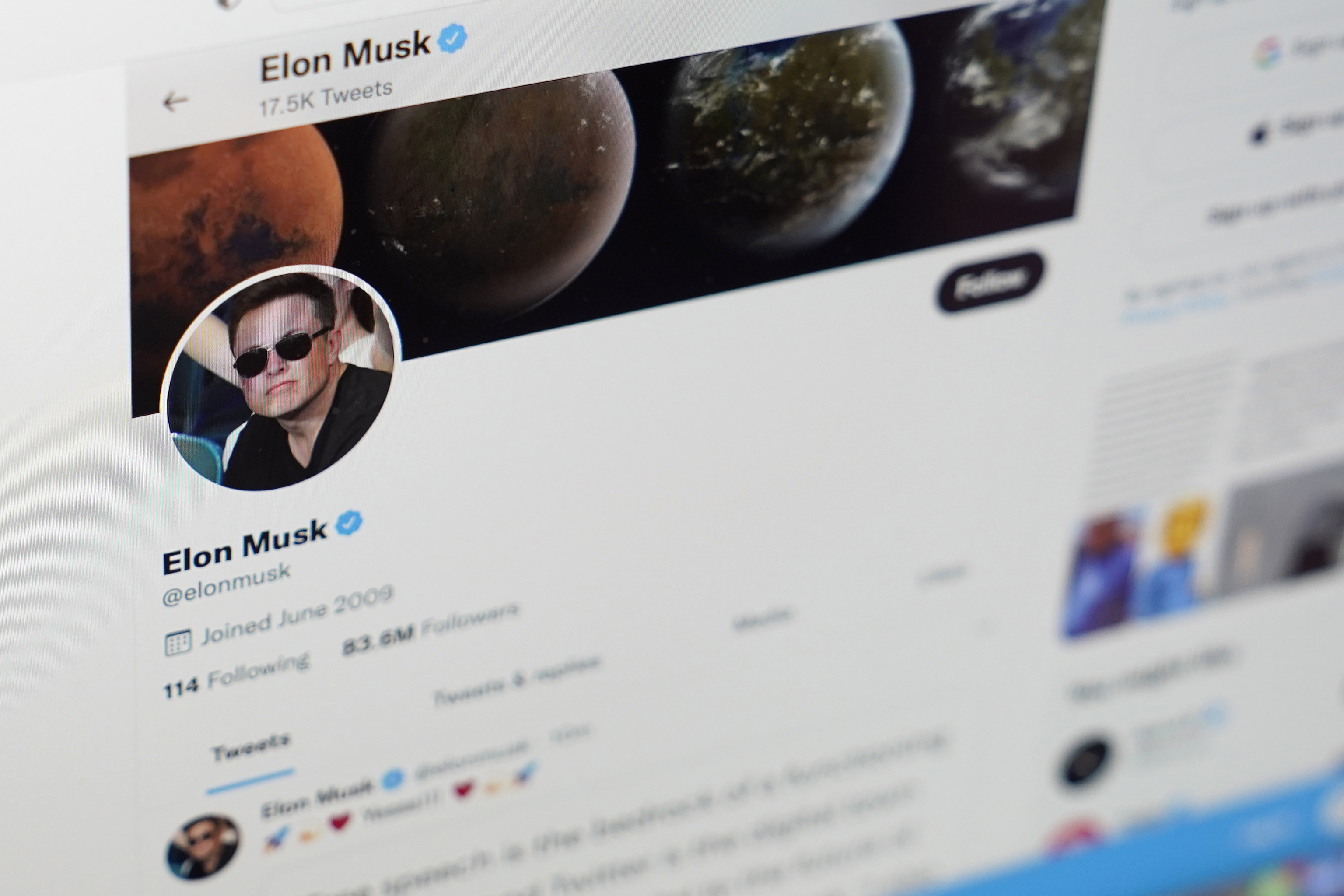 Foto de archivo de la cuenta de Twitter de Elon Musk.