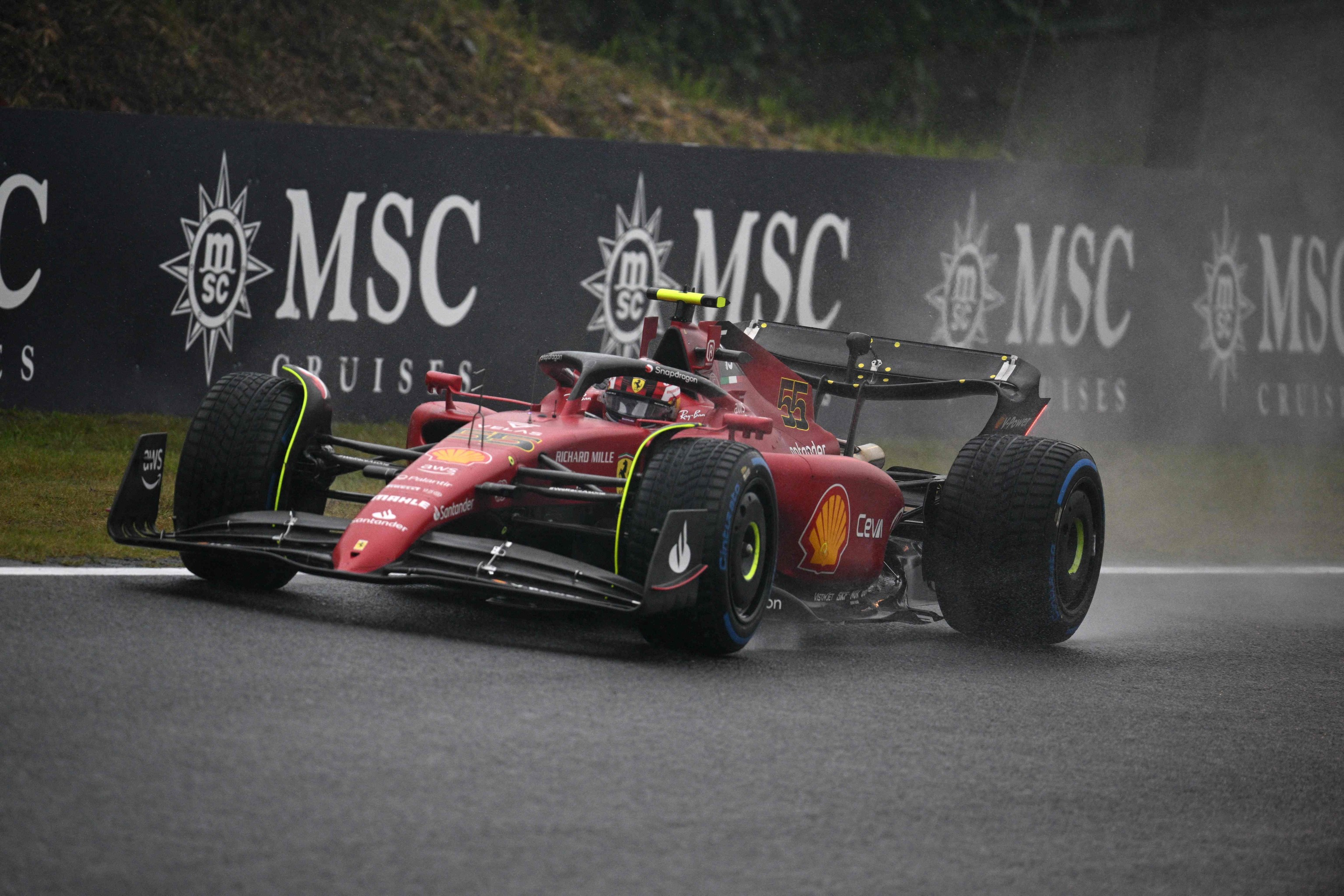 El piloto de Ferrari, Carlos Sainz, durante la primera jornada de entrenamientos en el Gran Premio de Japón 2022.