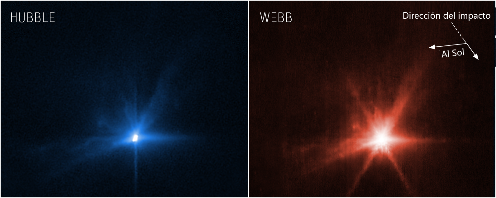 La colisin observada simultneamente por el Hubble y el Webb.